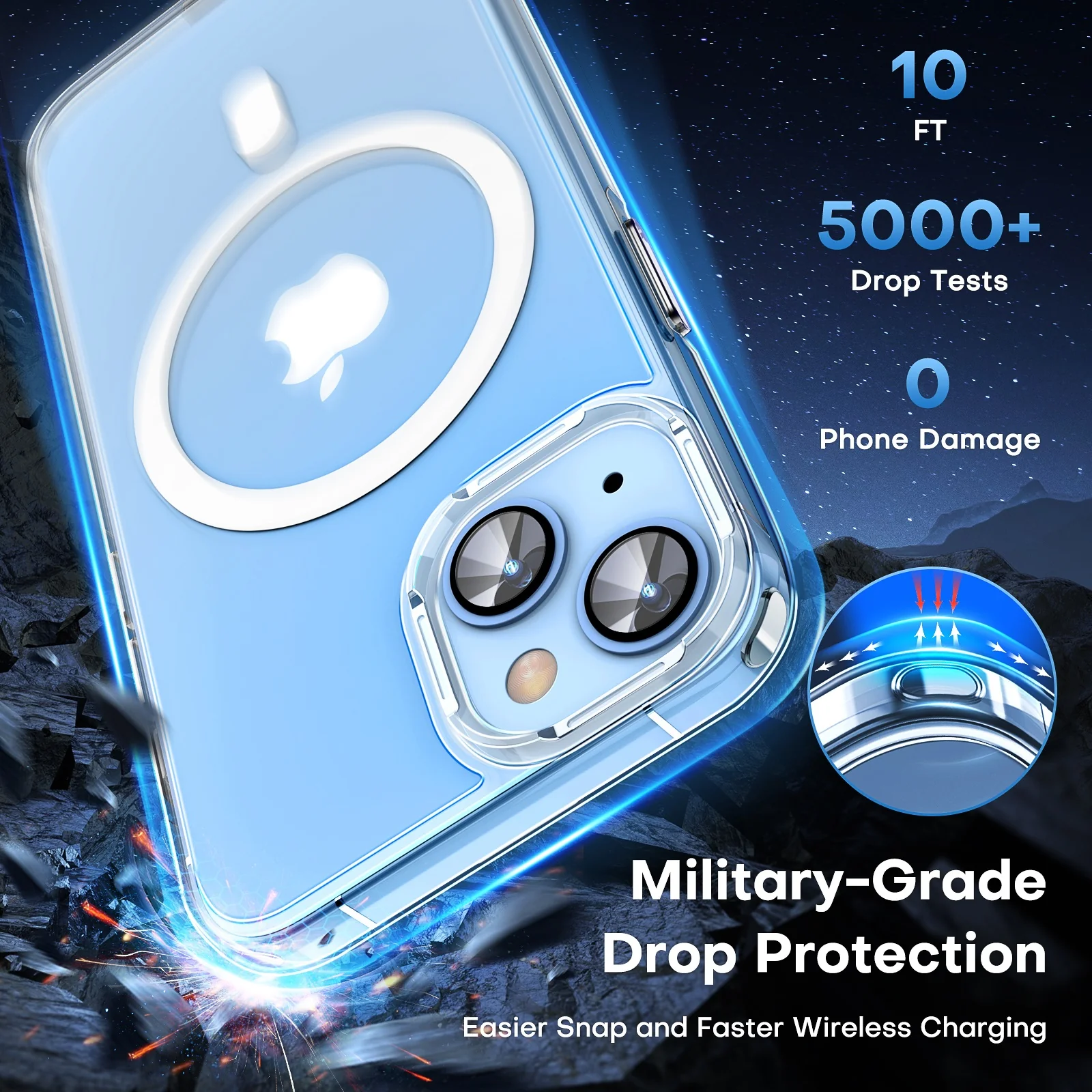 TAURI [3 in 1] Magnetic Case for iPhone 14 Plus [Military Grade Drop Protection] with 2X Screen Protector, Translucent Matte Slim Fit Compatible with Magsafe Case-Clear - Image 4