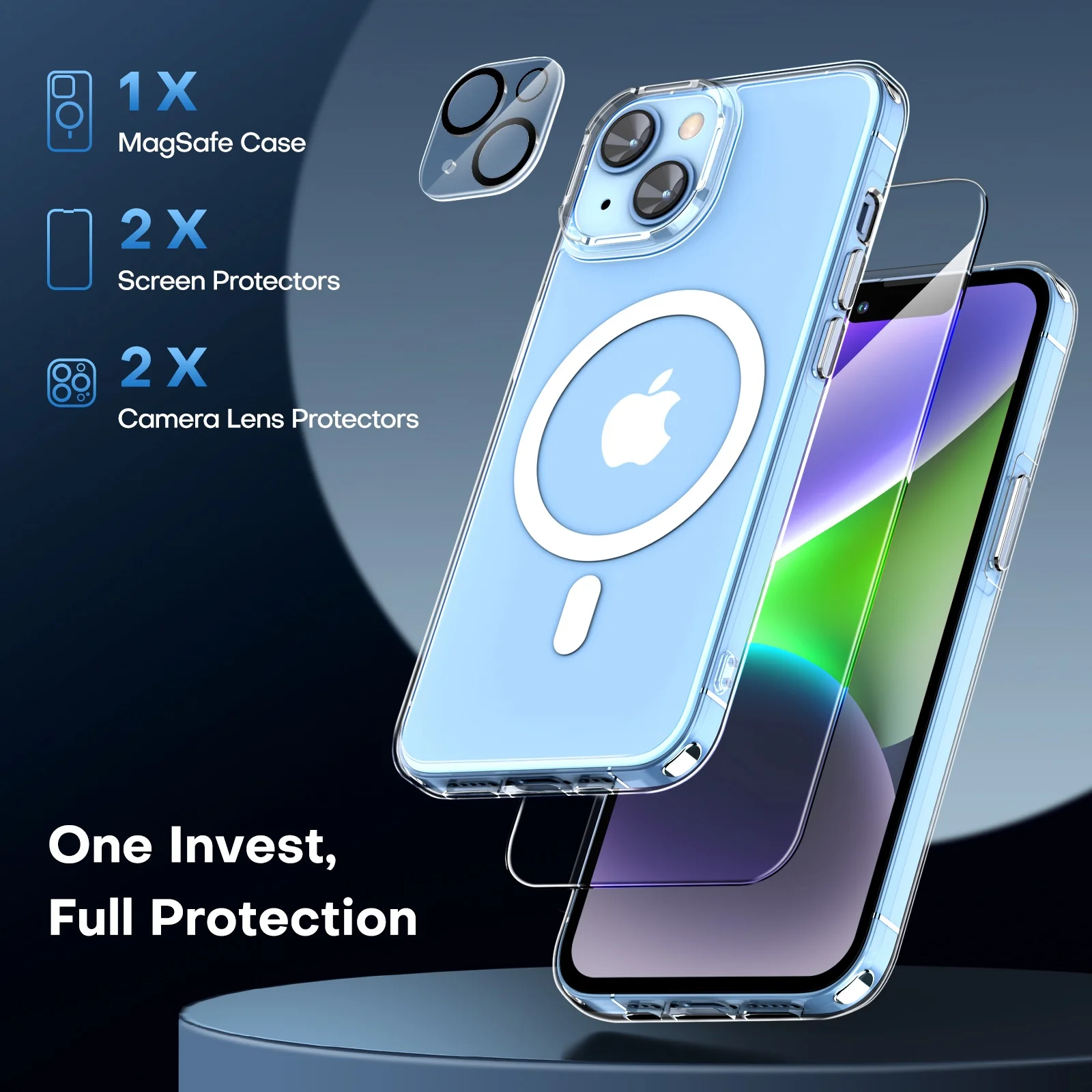 TAURI [3 in 1] Magnetic Case for iPhone 14 Plus [Military Grade Drop Protection] with 2X Screen Protector, Translucent Matte Slim Fit Compatible with Magsafe Case-Clear - Image 5