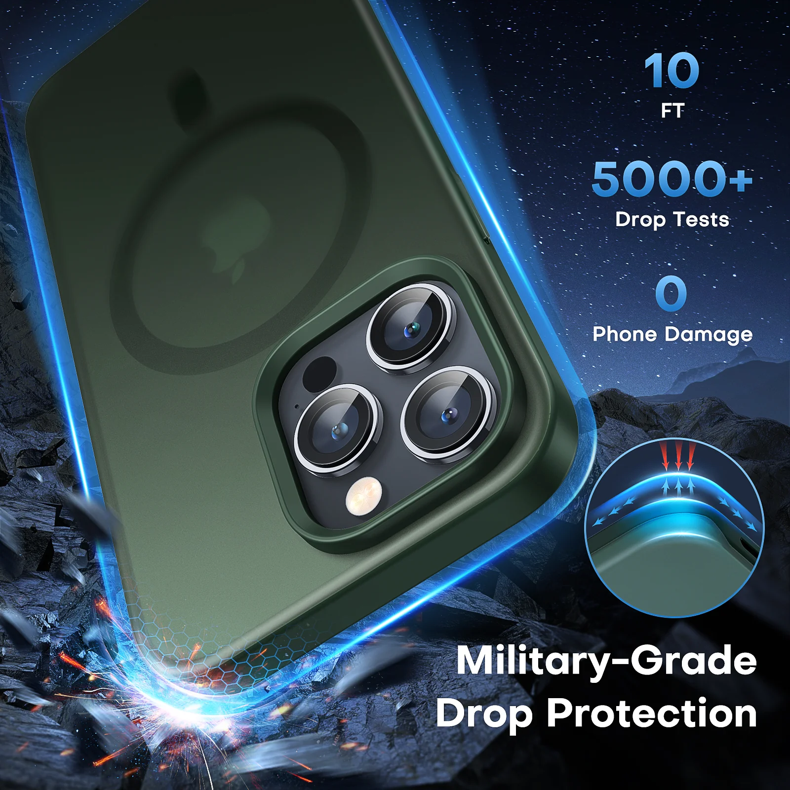 TAURI [5 in 1] Magnetic Case for iPhone 14 Pro Max [Military Grade Drop Protection] with 2X Screen Protector +2X Camera Lens Protector, Translucent Matte Slim Fit Compatible with Magsafe Case-Green - Image 4