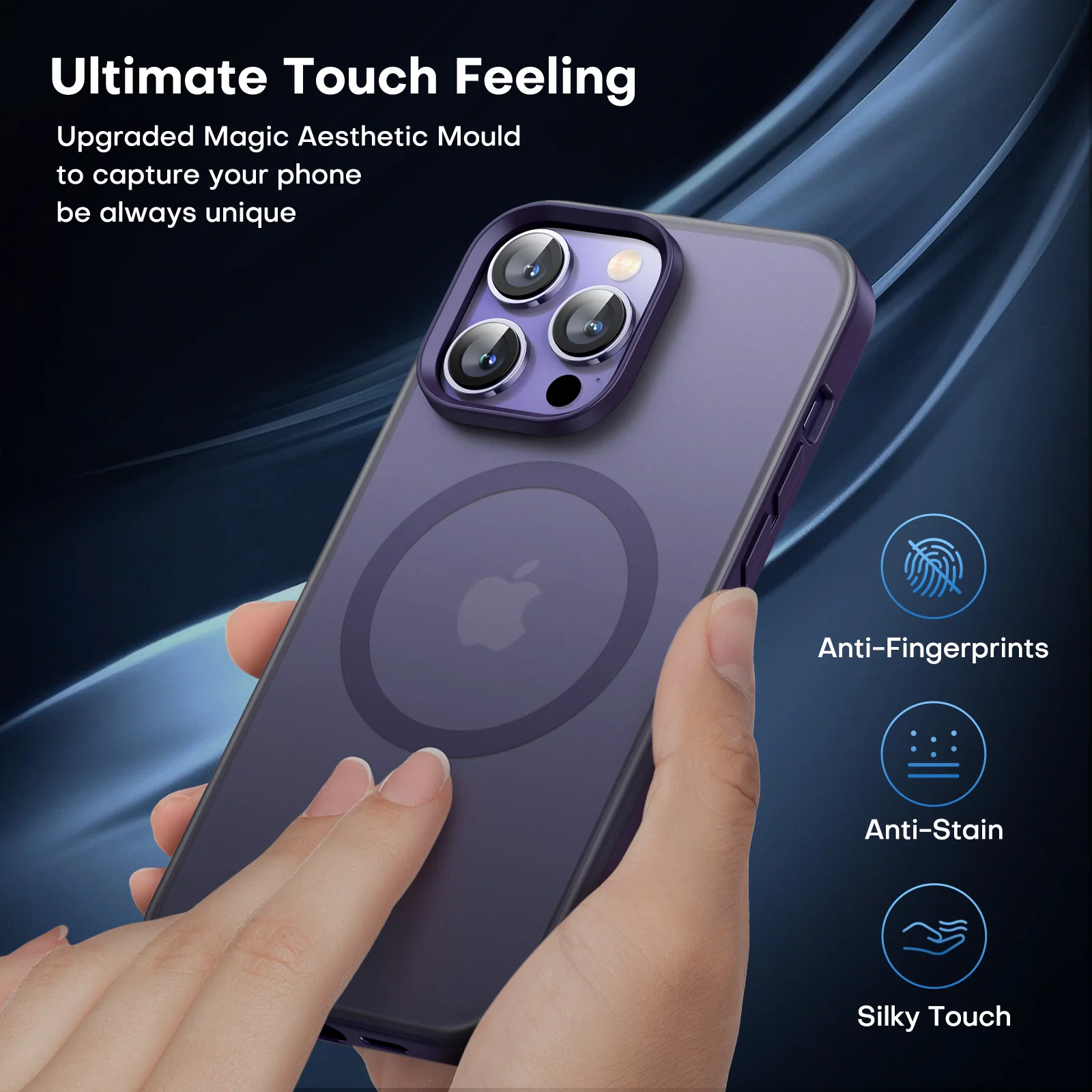 TAURI [5 in 1] Magnetic Case for iPhone 14 Pro Max [Military Grade Drop Protection] with 2X Screen Protector +2X Camera Lens Protector, Translucent Matte Slim Fit Compatible with Magsafe Case-Purple - Image 7