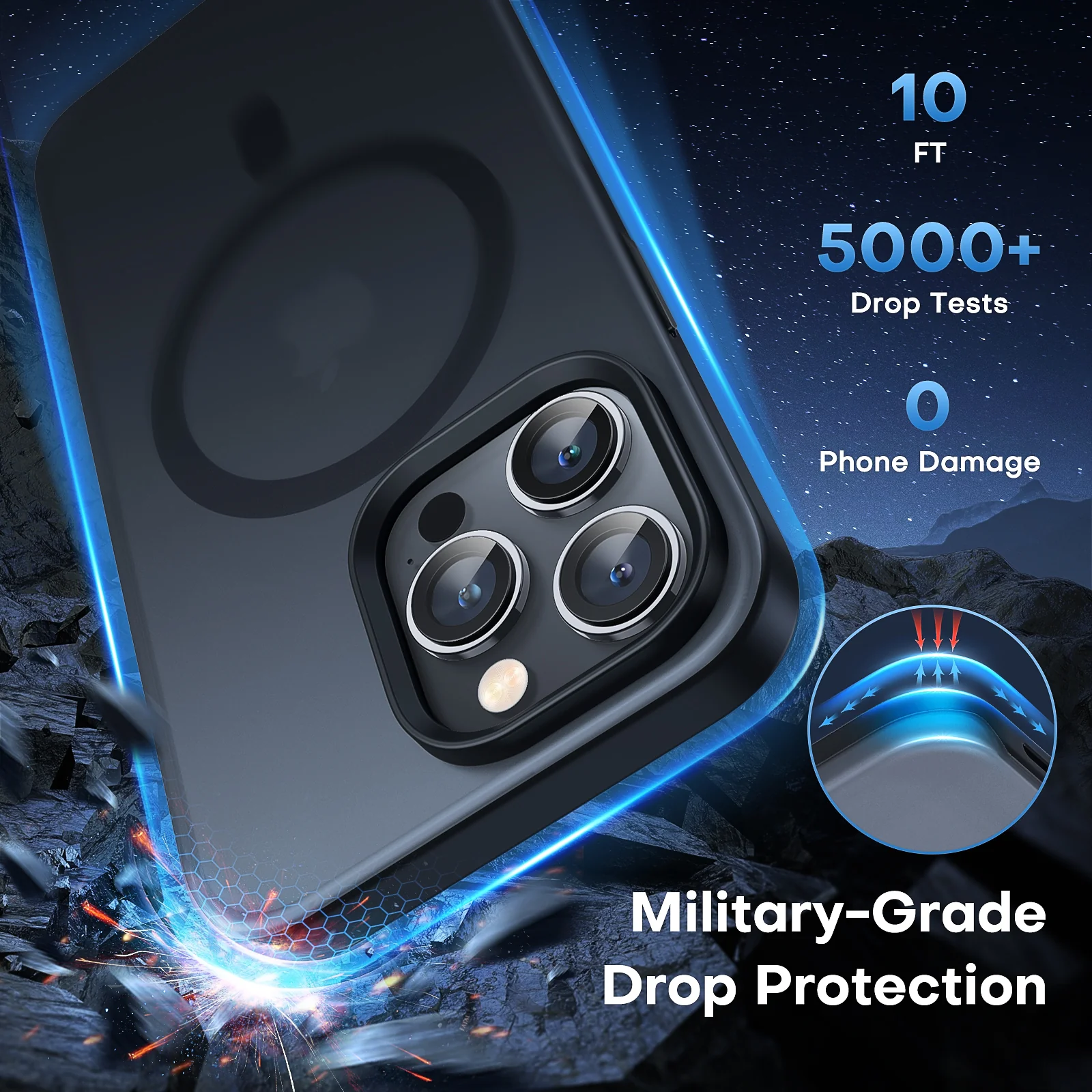 TAURI [5 in 1] Magnetic Case for iPhone 14 Pro [Military Grade Drop Protection] with 2X Screen Protector +2X Camera Lens Protector, Translucent Matte Slim Fit Compatible with Magsafe Case-Black - Image 4