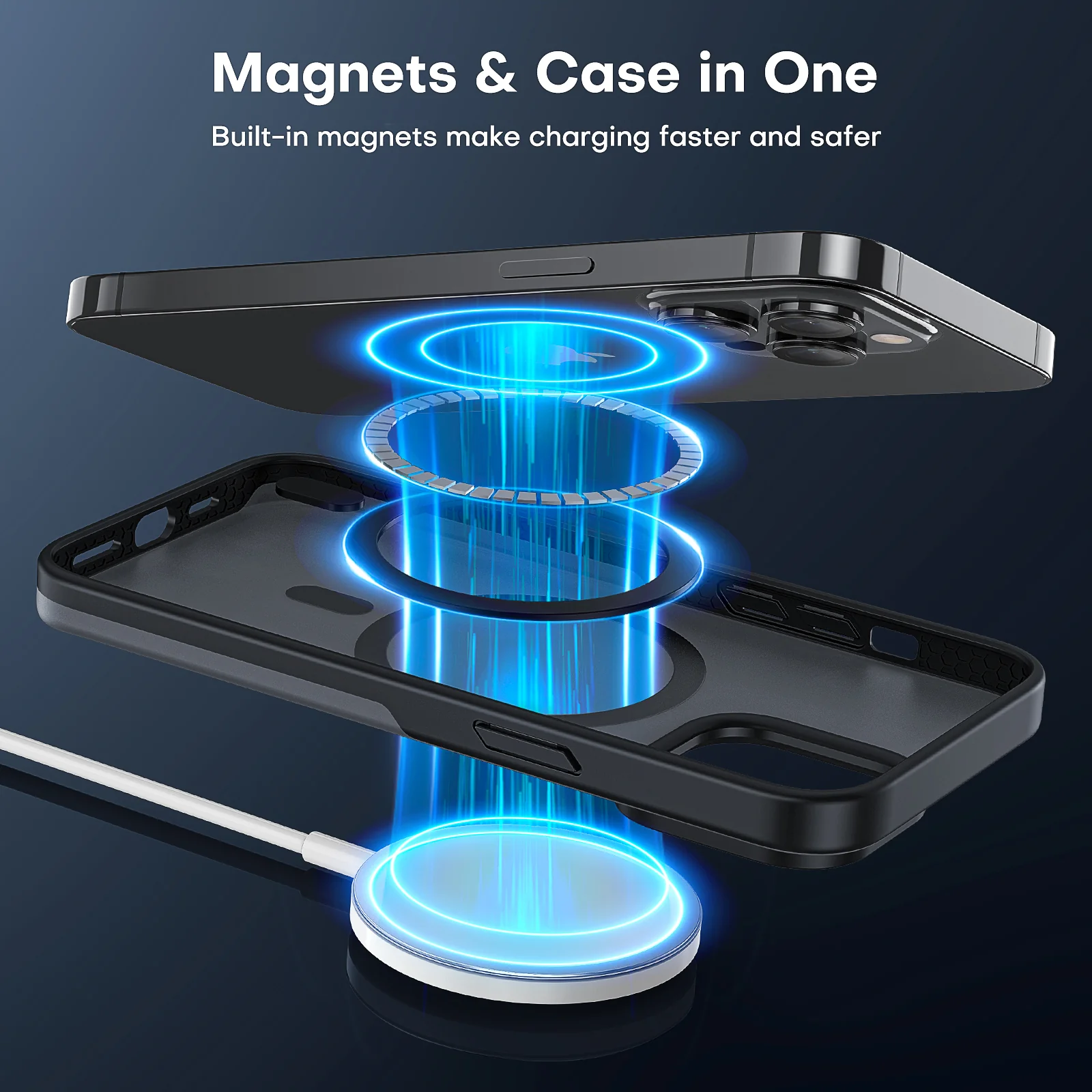 TAURI [5 in 1] Magnetic Case for iPhone 14 Pro [Military Grade Drop Protection] with 2X Screen Protector +2X Camera Lens Protector, Translucent Matte Slim Fit Compatible with Magsafe Case-Black - Image 6