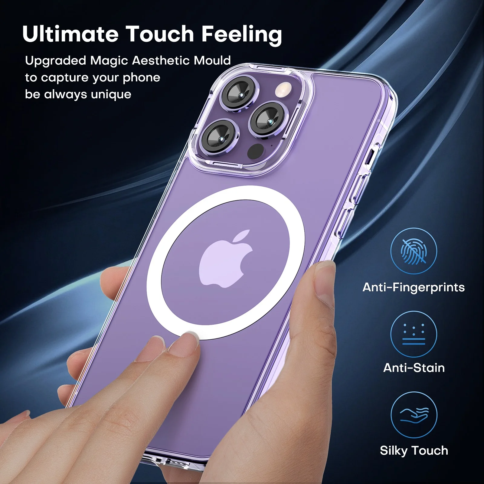 TAURI [5 in 1] Magnetic Case for iPhone 14 Pro [Military Grade Drop Protection] with 2X Screen Protector +2X Camera Lens Protector, Translucent Matte Slim Fit Compatible with Magsafe Case-Clear - Image 7