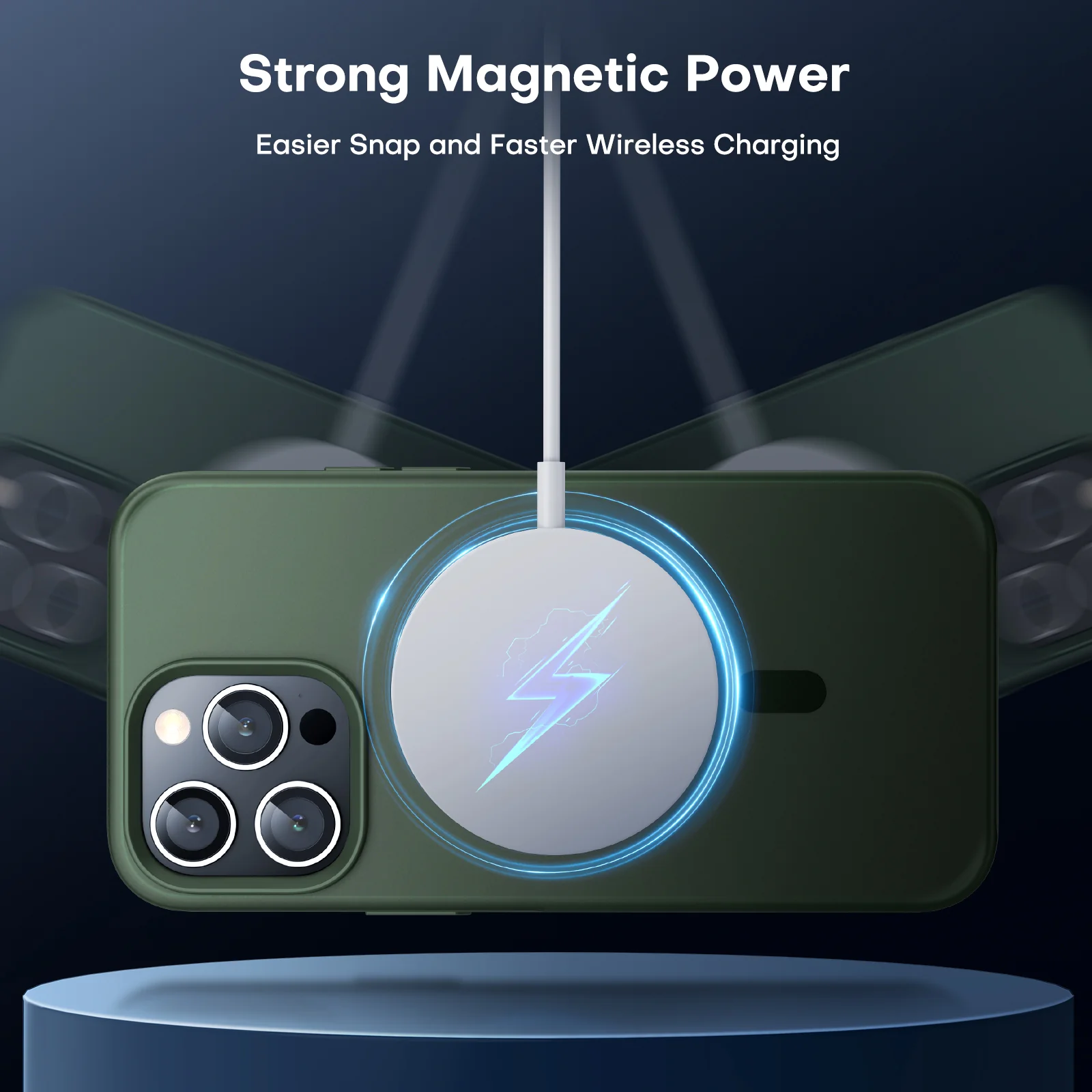 TAURI [5 in 1] Magnetic Case for iPhone 14 Pro [Military Grade Drop Protection] with 2X Screen Protector +2X Camera Lens Protector, Translucent Matte Slim Fit Compatible with Magsafe Case-Green - Image 3
