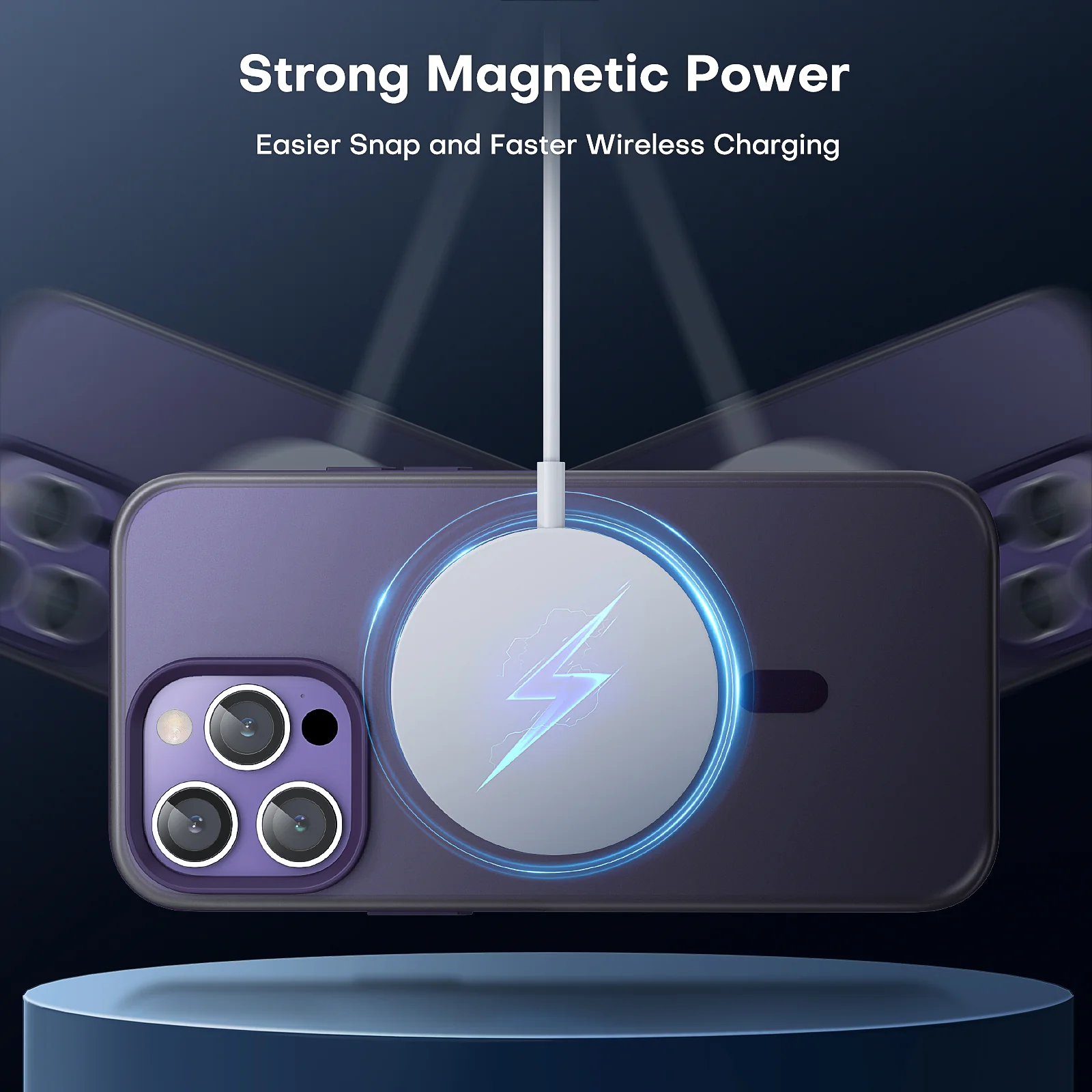 TAURI [5 in 1] Magnetic Case for iPhone 14 Pro [Military Grade Drop Protection] with 2X Screen Protector +2X Camera Lens Protector, Translucent Matte Slim Fit Compatible with Magsafe Case-Purple - Image 3
