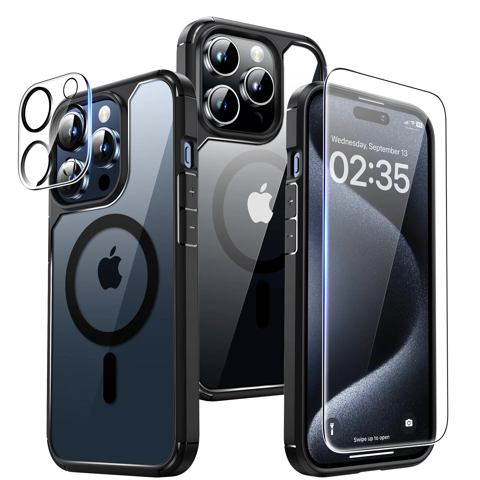 TAURI 5 in 1 Magnetic Case for iPhone 15 Pro [Military Grade Drop Protection] with 2X Screen Protector + 2X Camera Lens Protector, Transparent Slim Fit Case Mag-Safe-Clear - Image 10