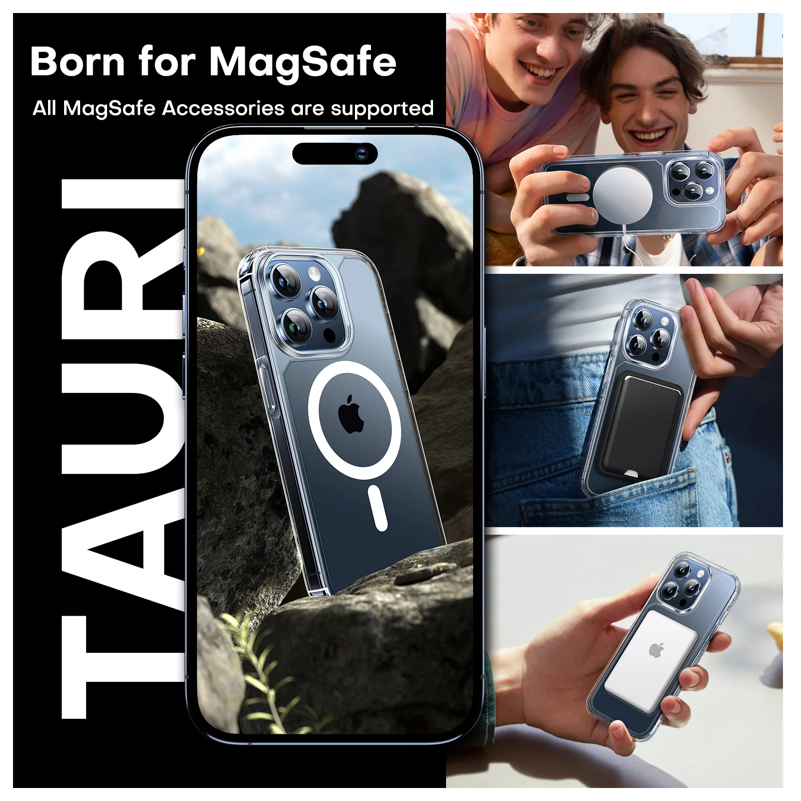 TAURI 5 in 1 Magnetic Case for iPhone 15 Pro [Military Grade Drop Protection] with 2X Screen Protector + 2X Camera Lens Protector, Transparent Slim Fit Case Mag-Safe-Clear - Image 6