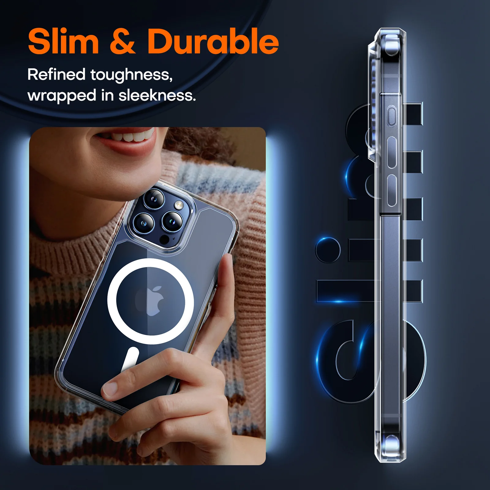 TAURI 5 in 1 Magnetic Case for iPhone 15 Pro [Military Grade Drop Protection] with 2X Screen Protector + 2X Camera Lens Protector, Transparent Slim Fit Case Mag-Safe-Clear - Image 7