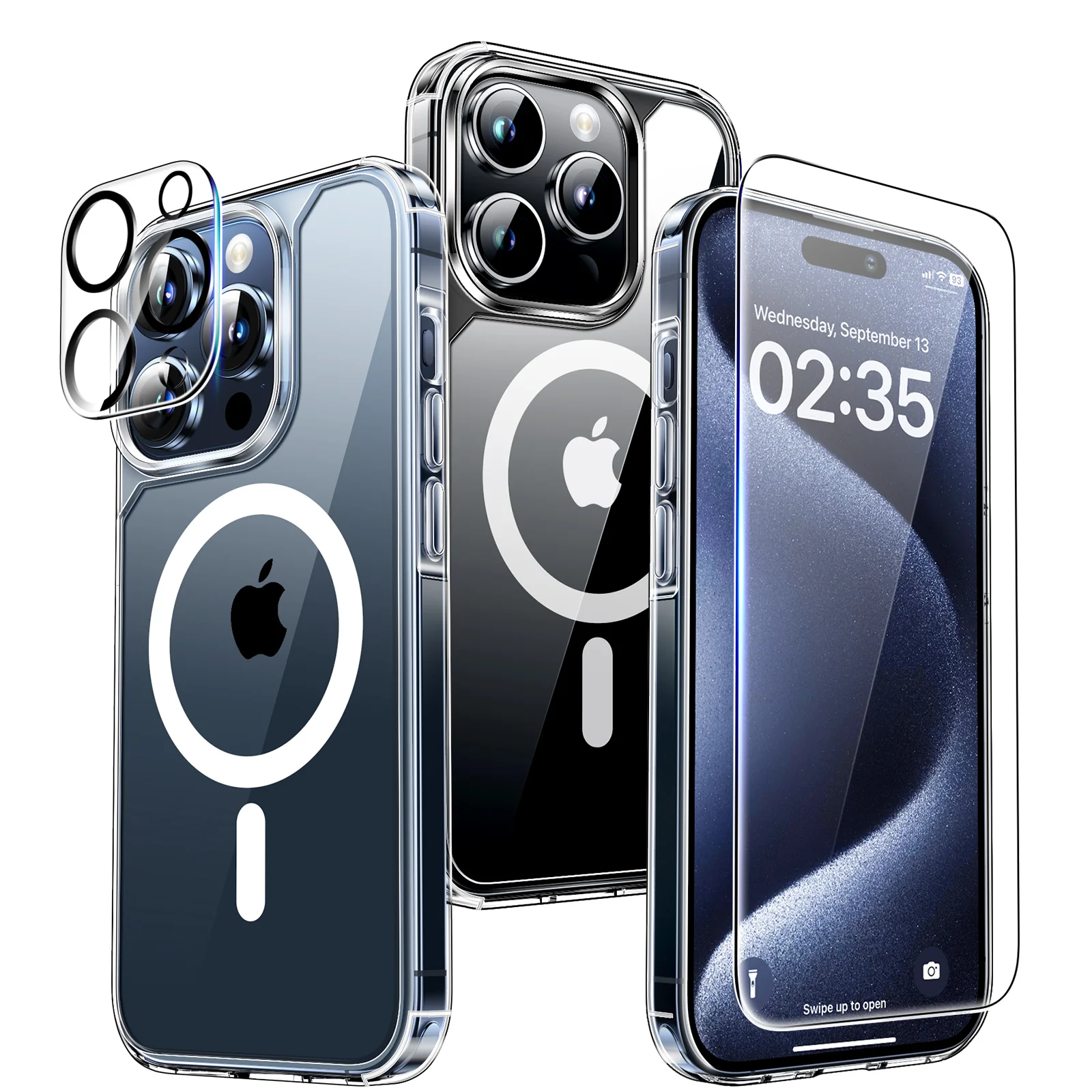 TAURI 5 in 1 Magnetic Case for iPhone 15 Pro Max [Mili-Grade Drop Protection] with 2X Screen Protector+2X Camera Lens Protector, Super Transparent Slim for iPhone 15 Pro Max Case Mag-Safe-Clear - Image 13