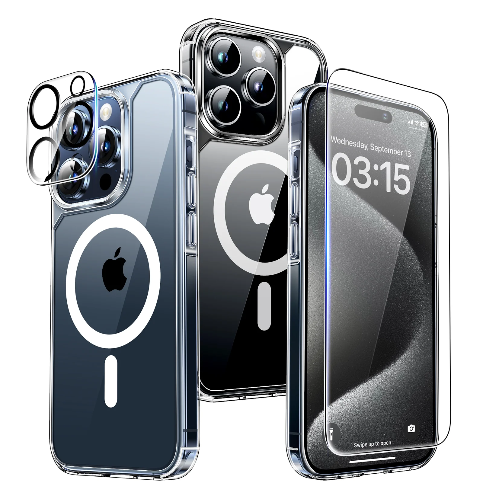 TAURI 5 in 1 Magnetic Case for iPhone 15 Pro Max [Mili-Grade Drop Protection] with 2X Screen Protector+2X Camera Lens Protector, Super Transparent Slim for iPhone 15 Pro Max Case Mag-Safe-Clear - Image 14
