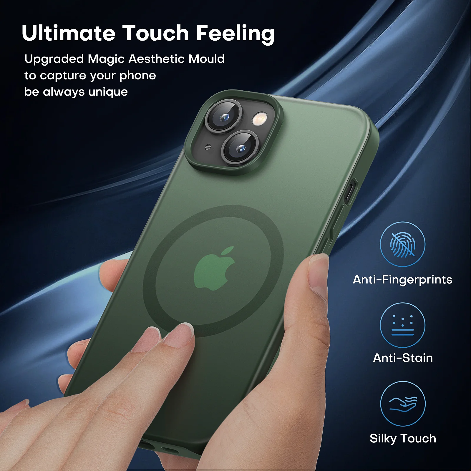 TAURI [5 in 1] Magnetic for iPhone 14 Case [Compatible with MagSafe] with 2 Screen Protector +2 Camera Lens Protector, [Military Grade Drop Protection] Translucent Matte Slim Case 6.1 Inch, Green - Image 7