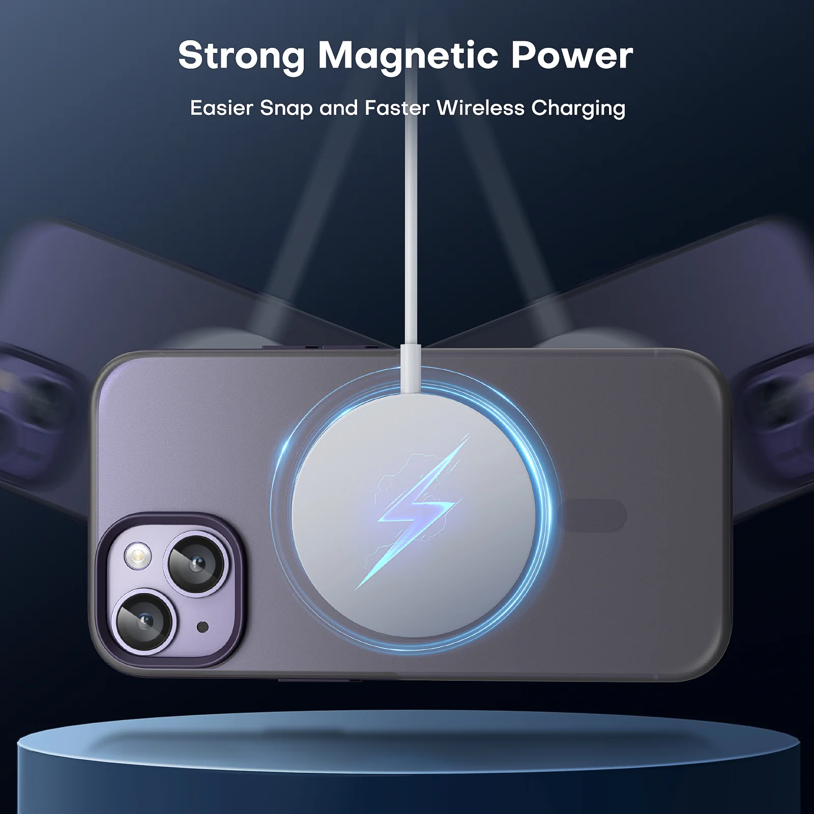 TAURI [5 in 1] Magnetic for iPhone 14 Case [Compatible with MagSafe] with 2 Screen Protector +2 Camera Lens Protector, [Military Grade Drop Protection] Translucent Matte Slim Case 6.1 Inch, Purple - Image 3