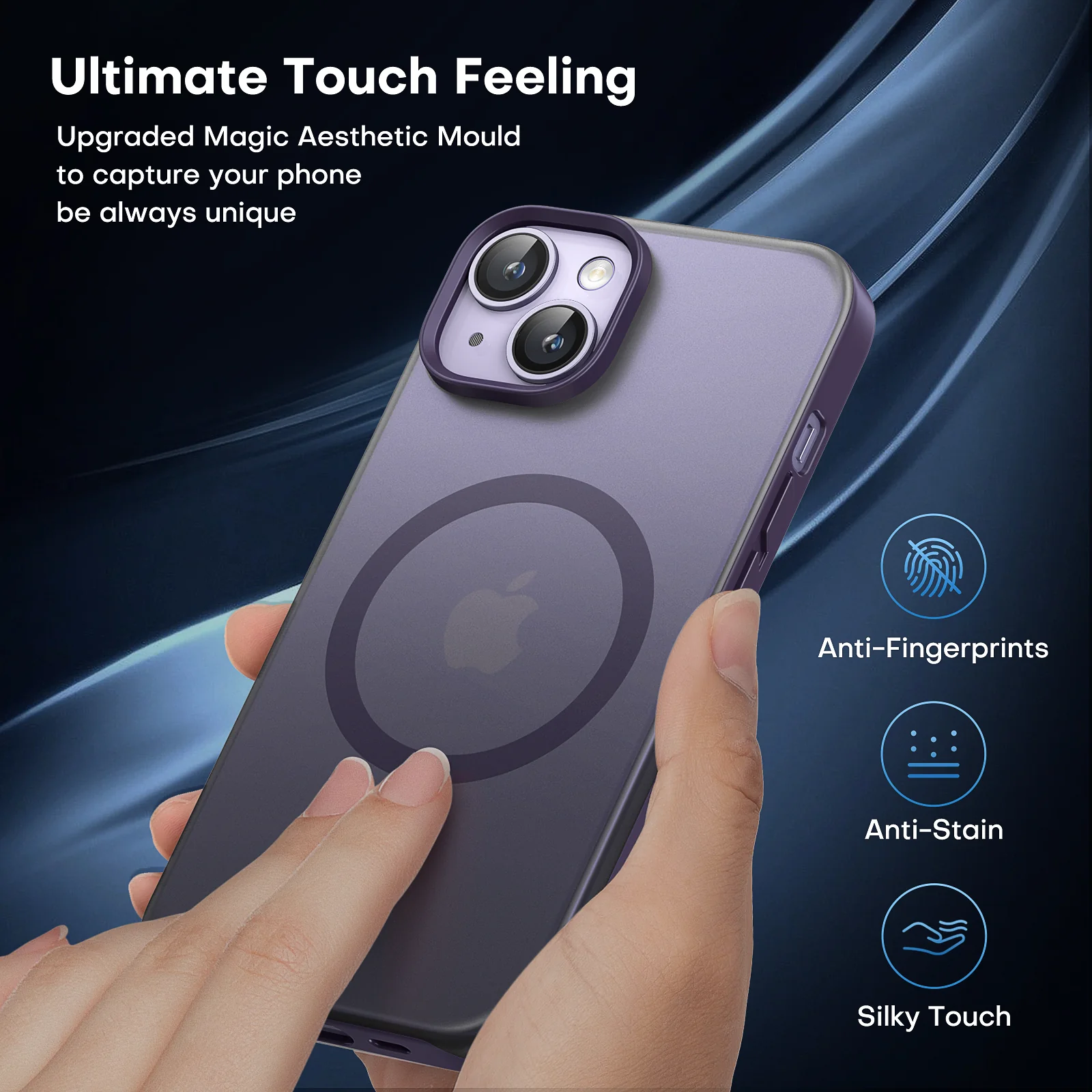 TAURI [5 in 1] Magnetic for iPhone 14 Case [Compatible with MagSafe] with 2 Screen Protector +2 Camera Lens Protector, [Military Grade Drop Protection] Translucent Matte Slim Case 6.1 Inch, Purple - Image 7