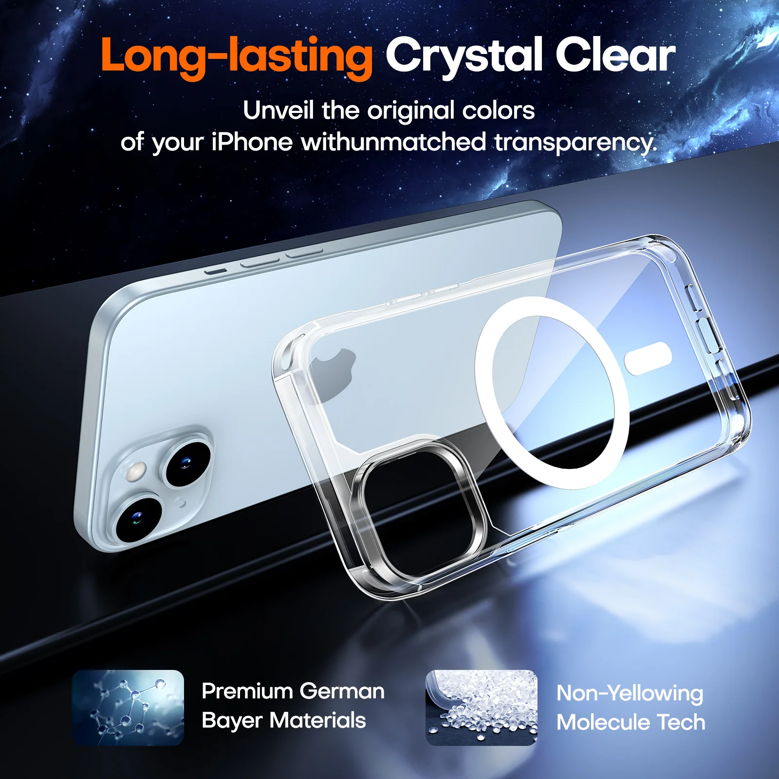TAURI 5 in 1 Magnetic for iPhone 15 Case Clear, [Designed for Magsafe] with 2X Screen Protectors +2X Camera Lens Protectors, [Not-Yellowing] Shockproof Slim Case for iPhone 15 - Image 5