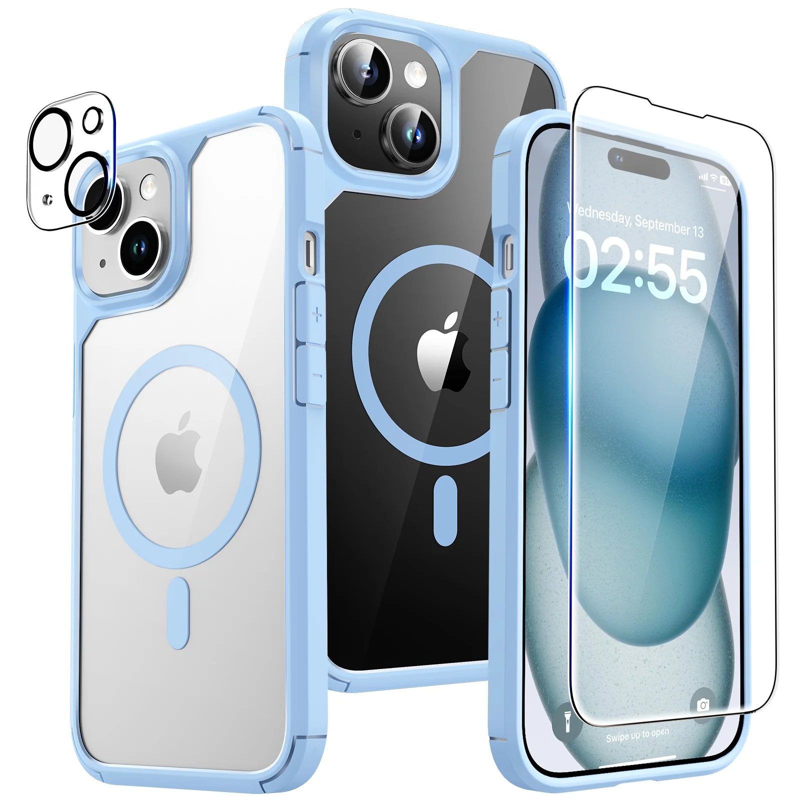 TAURI 5 in 1 Magnetic for iPhone 15 Case Clear, [Designed for Magsafe] with 2X Screen Protectors +2X Camera Lens Protectors, [Not-Yellowing] Shockproof Slim Case for iPhone 15 - Image 7