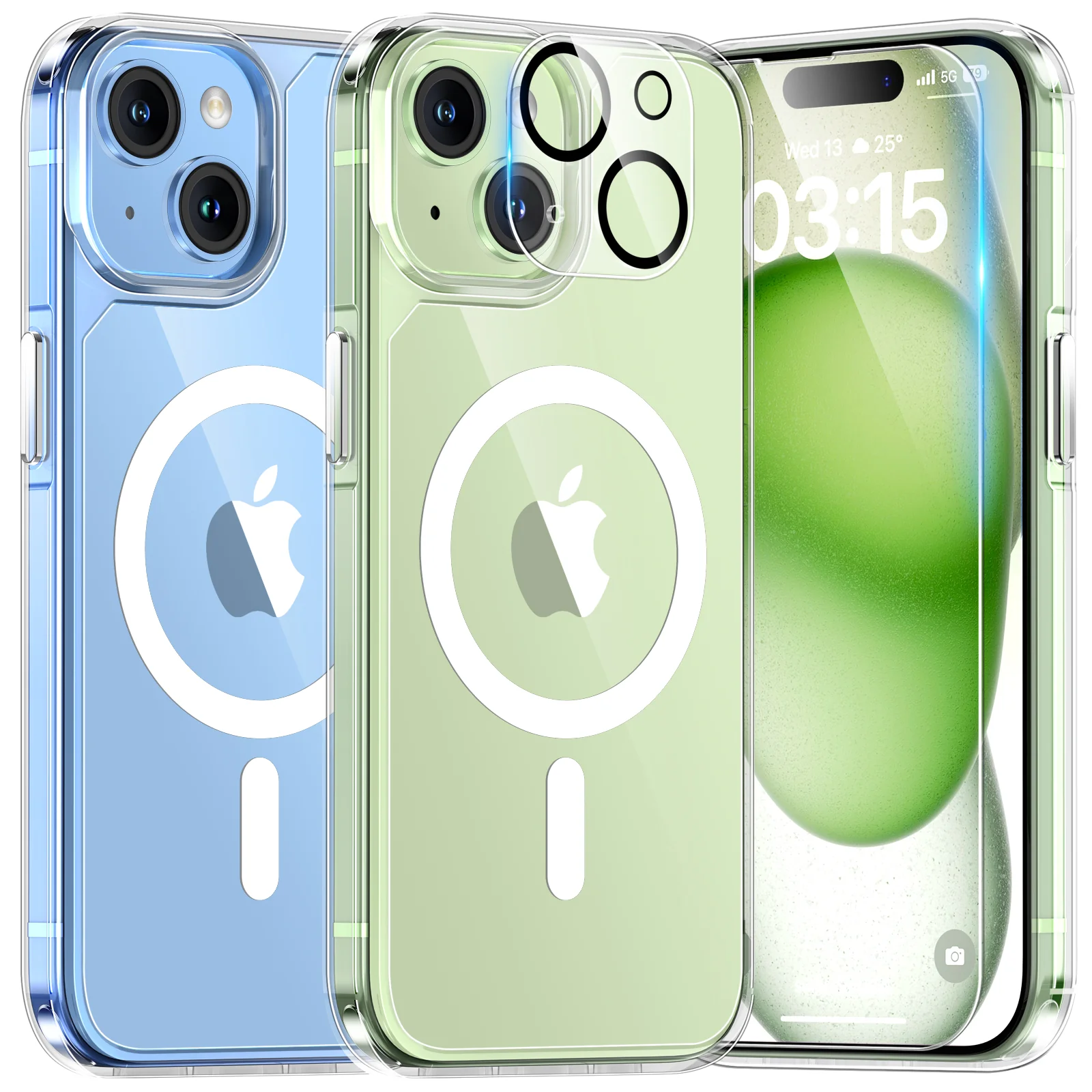 TAURI 5 in 1 Magnetic for iPhone 15 Case Clear, [Designed for Magsafe] with 2X Screen Protectors +2X Camera Lens Protectors, [Not-Yellowing] Shockproof Slim Case for iPhone 15 - Image 8