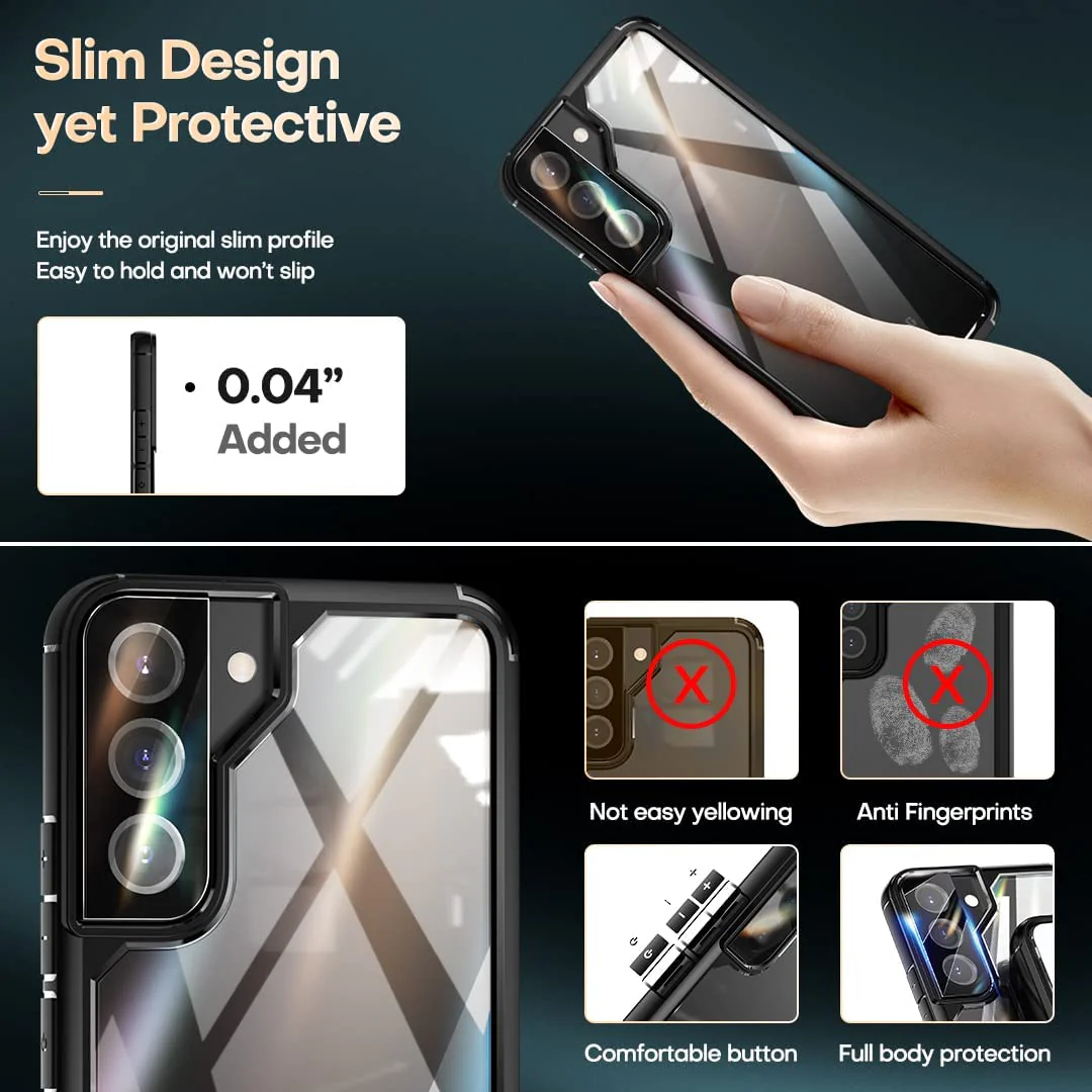 TAURI [5 in 1] Shockproof Designed for Samsung Galaxy S22 Case 5G 6.1 Inch, with 2 Pack Tempered Glass Screen Protector + 2 Pack Camera Lens Protector [Military Grade Protection] Slim Thin Cover - Image 3