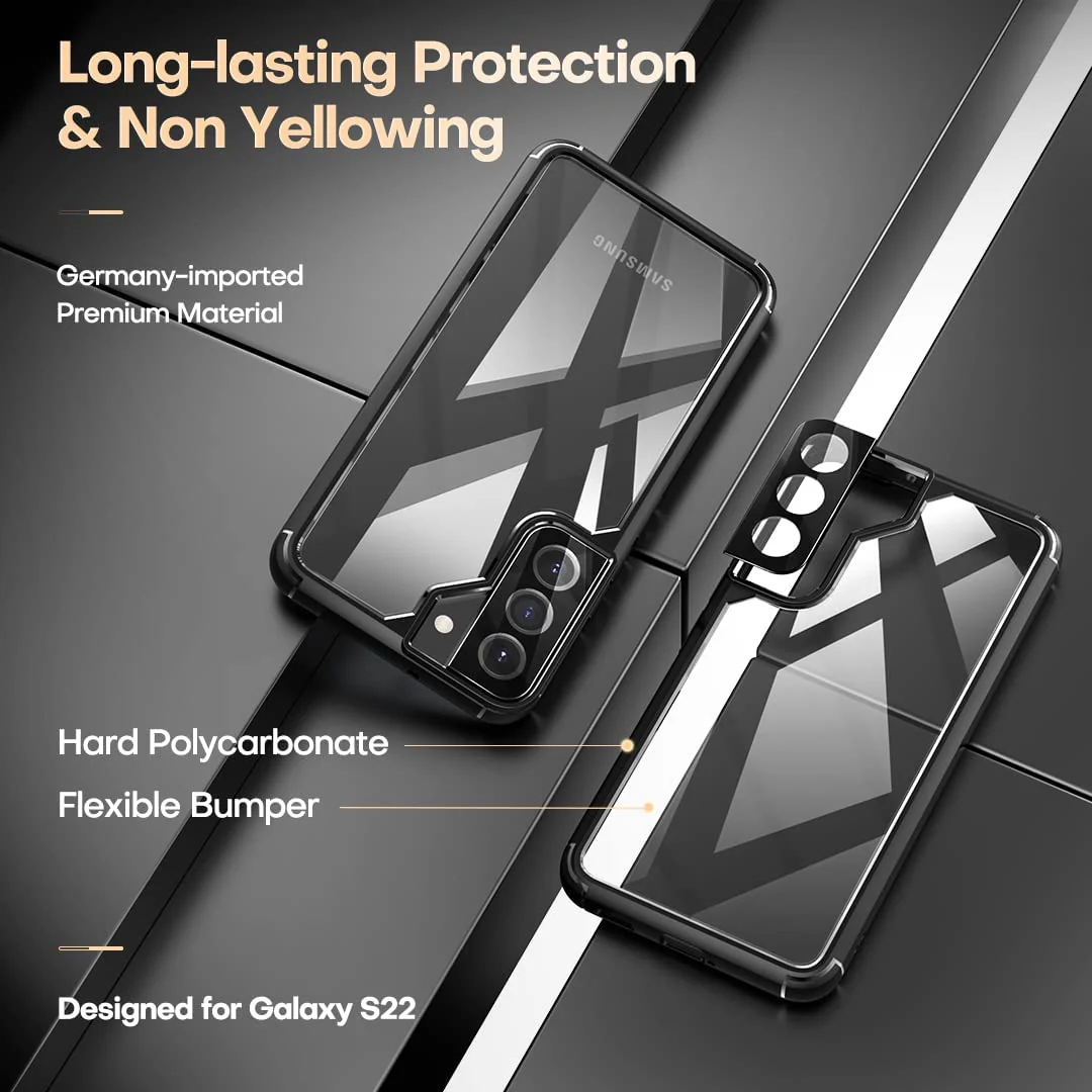 TAURI [5 in 1] Shockproof Designed for Samsung Galaxy S22 Case 5G 6.1 Inch, with 2 Pack Tempered Glass Screen Protector + 2 Pack Camera Lens Protector [Military Grade Protection] Slim Thin Cover - Image 4