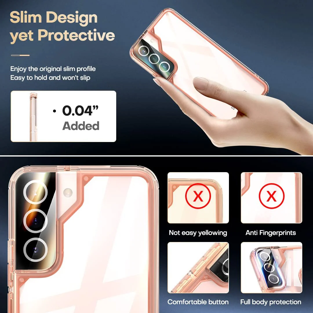 TAURI [5 in 1] Shockproof Designed for Samsung Galaxy S22 Case 5G 6.1 Inch, with 2 Pack Tempered Glass Screen Protector + 2 Pack Camera Lens Protector [Military Grade Protection] Slim Thin Cover - Image 5