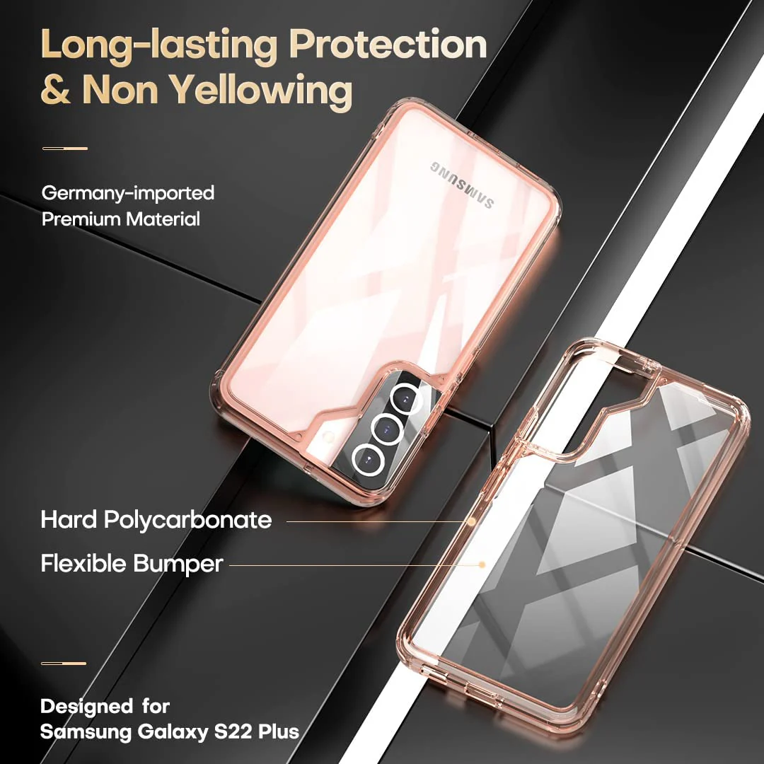 TAURI [5 in 1] Shockproof Designed for Samsung Galaxy S22 Plus Case 5G 6.6 Inch, with 2 Pack Tempered Glass Screen Protector + 2 Pack Camera Lens Protector [Military Grade Protection] Slim Cover - Image 4