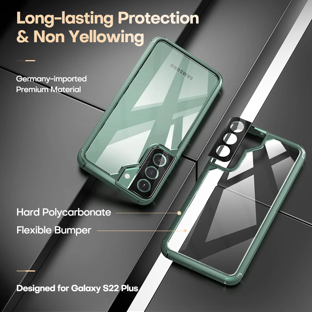 TAURI [5 in 1] Shockproof Designed for Samsung Galaxy S22 Plus Case 5G 6.6 Inch, with 2 Pack Tempered Glass Screen Protector + 2 Pack Camera Lens Protector [Military Grade Protection] Slim Cover - Image 3