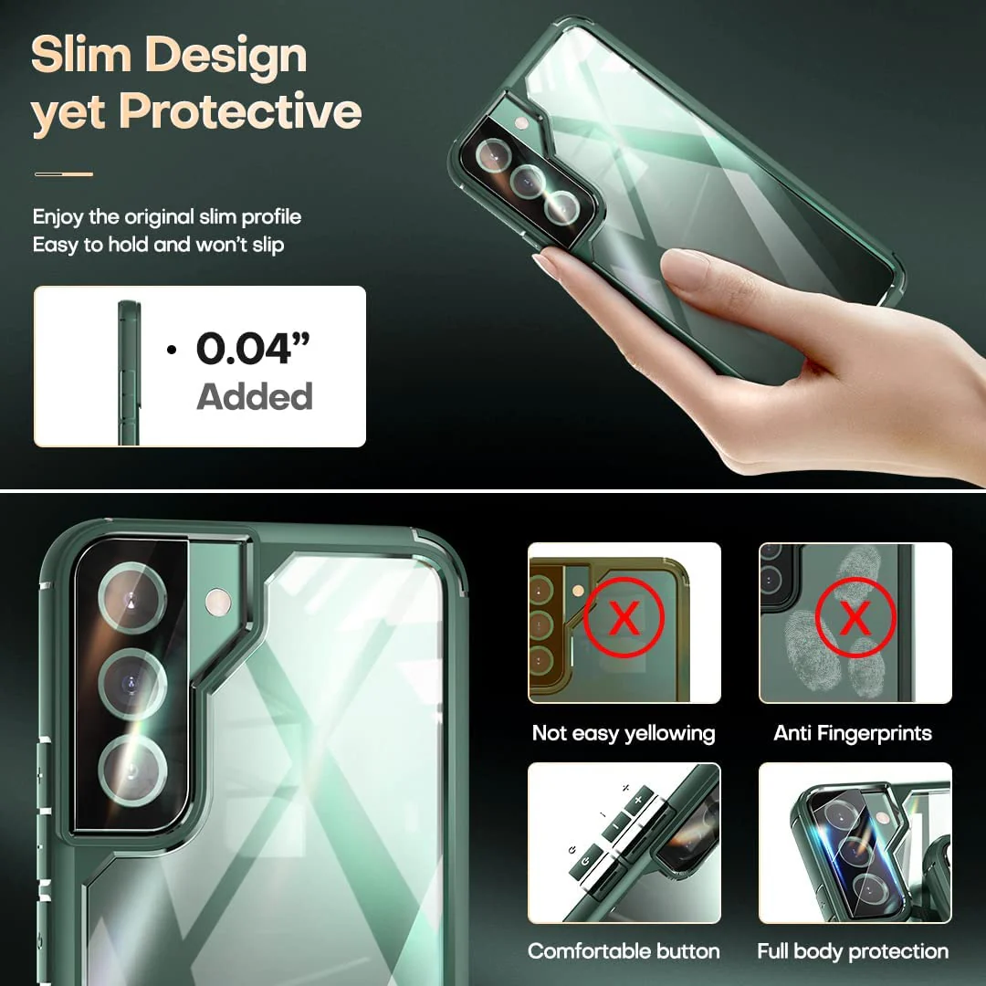 TAURI [5 in 1] Shockproof Designed for Samsung Galaxy S22 Plus Case 5G 6.6 Inch, with 2 Pack Tempered Glass Screen Protector + 2 Pack Camera Lens Protector [Military Grade Protection] Slim Cover - Image 5