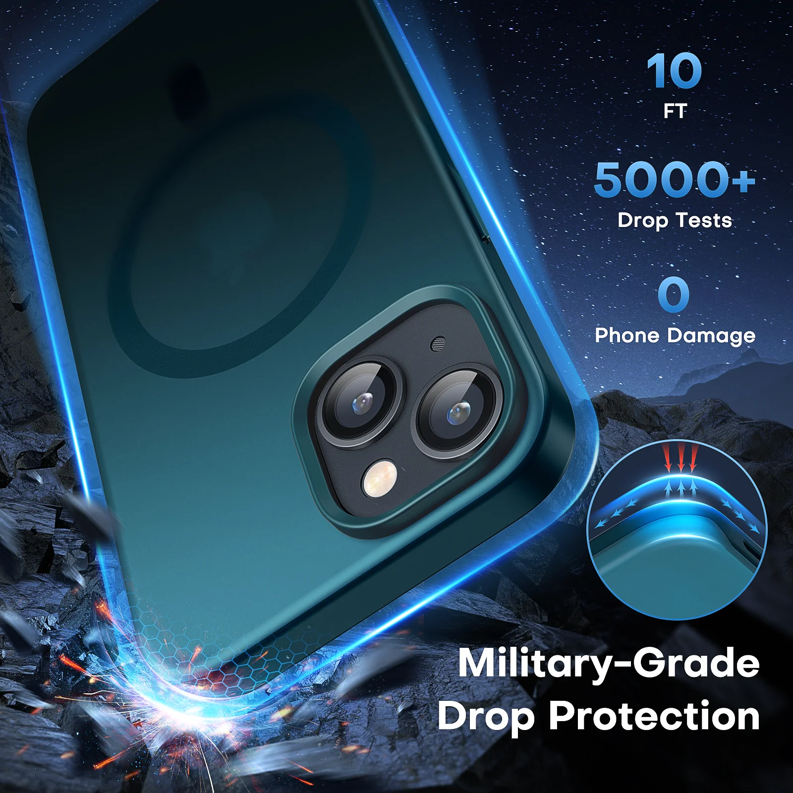 TAURI [5 in 1] Strong Magnetic Clear for iPhone 14 Case [Compatible with MagSafe] with 2 Screen Protector +2 Camera Lens Protector, [Military Drop Protection] Slim Phone Case for iPhone 14 6.1 Inch - Image 5