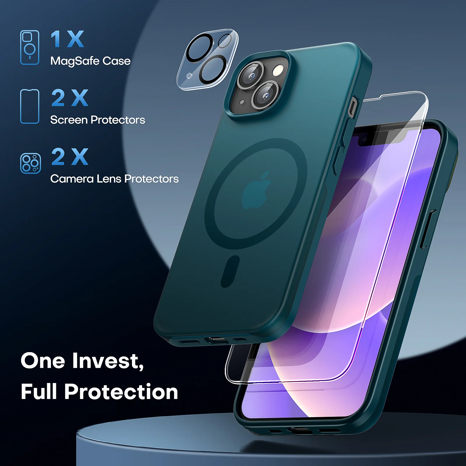 TAURI [5 in 1] Strong Magnetic Clear for iPhone 14 Case [Compatible with MagSafe] with 2 Screen Protector +2 Camera Lens Protector, [Military Drop Protection] Slim Phone Case for iPhone 14 6.1 Inch - Image 6