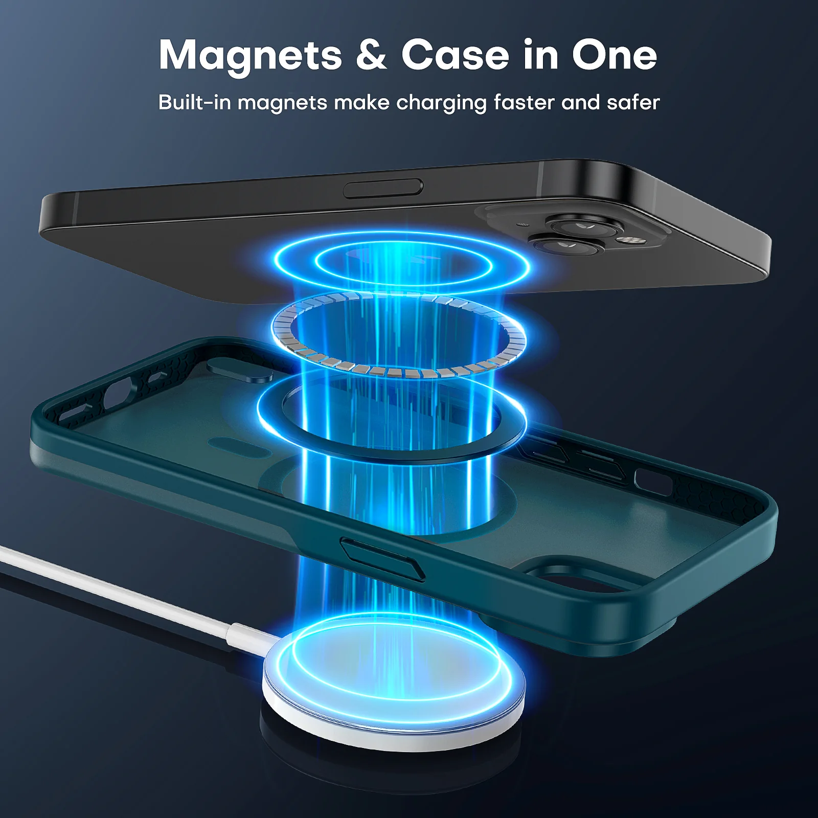 TAURI [5 in 1] Strong Magnetic Clear for iPhone 14 Case [Compatible with MagSafe] with 2 Screen Protector +2 Camera Lens Protector, [Military Drop Protection] Slim Phone Case for iPhone 14 6.1 Inch - Image 7