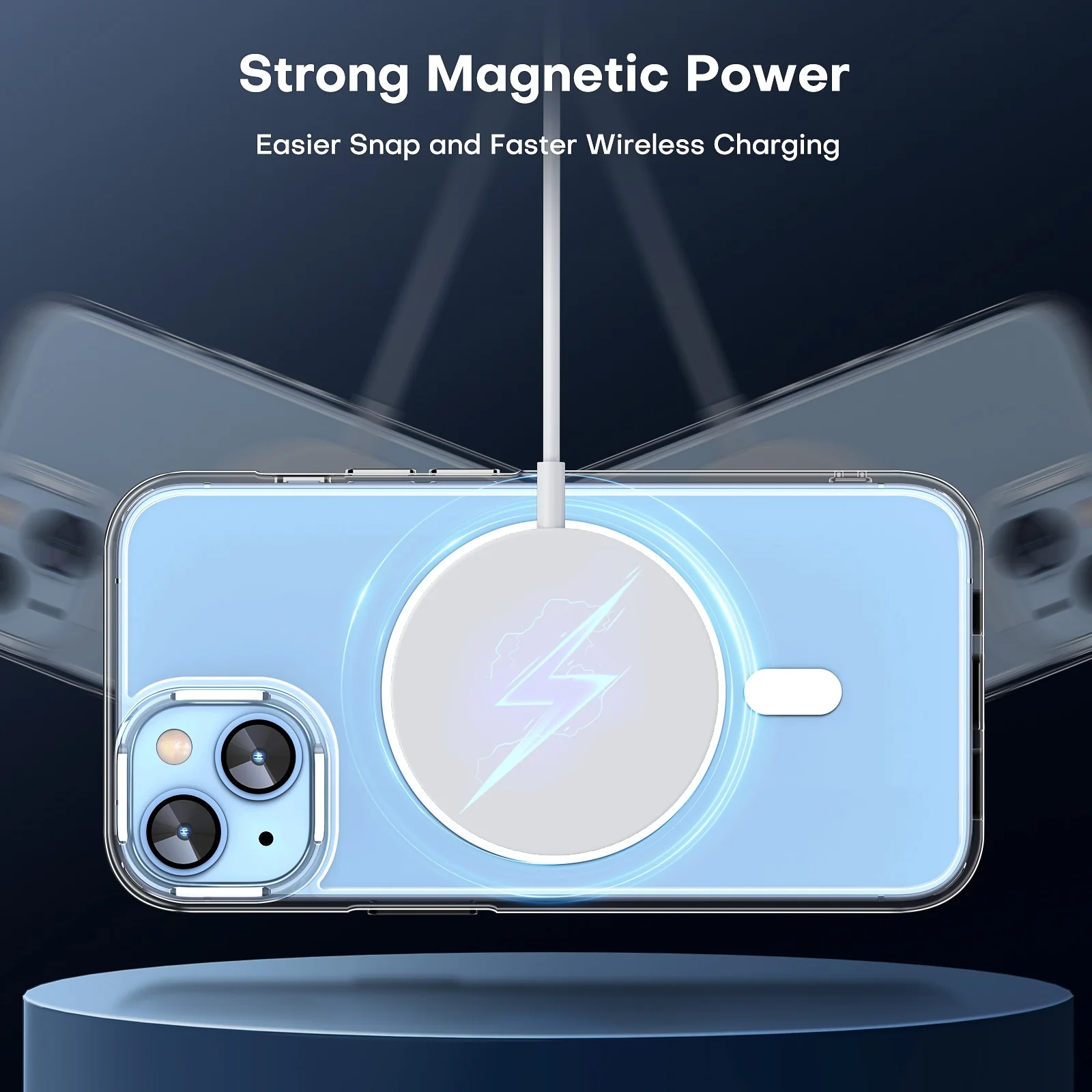 TAURI [5 in 1] Strong Magnetic Clear for iPhone 14 Case [Compatible with MagSafe] with 2 Screen Protector +2 Camera Lens Protector, [Military Drop Protection] Slim Phone Case for iPhone 14 6.1 Inch - Image 3