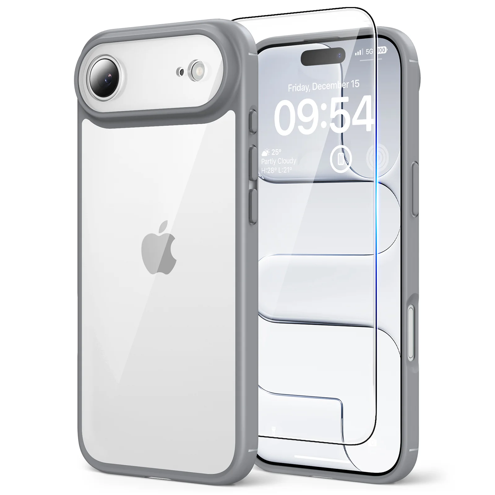 TAURI for Air 2025 Flip Case, Full Camera Protection with Screen Protector, Anti-Yellowing Military-Grade Protection Shockproof Slim Flip Case for Air 2025, Grey