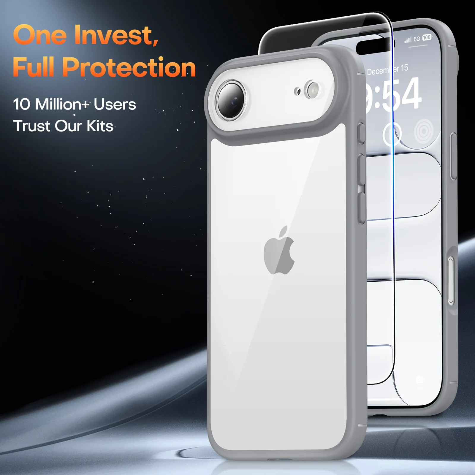 TAURI for Air 2025 Flip Case, Full Camera Protection with Screen Protector, Anti-Yellowing Military-Grade Protection Shockproof Slim Flip Case for Air 2025, Grey - Image 2