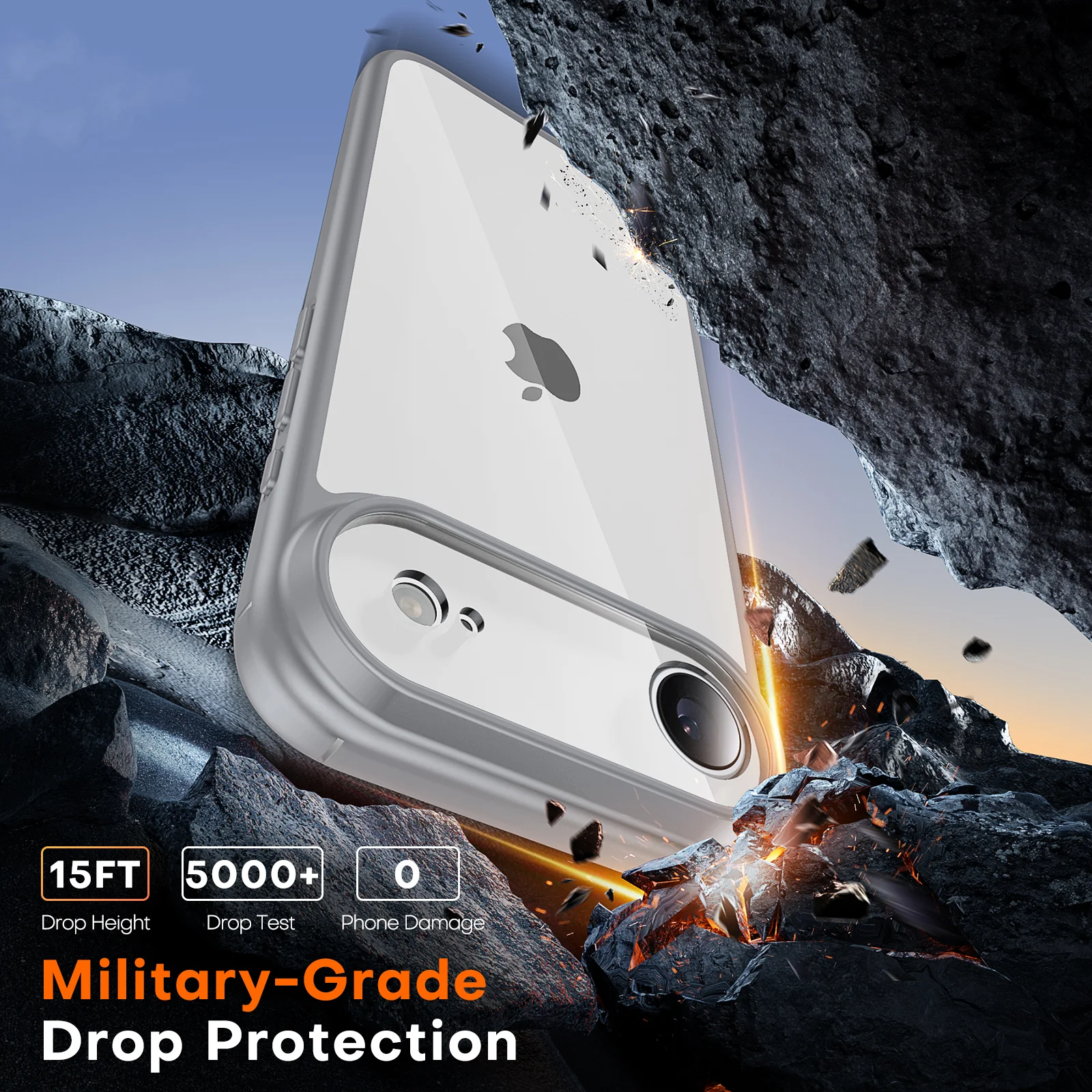 TAURI for Air 2025 Flip Case, Full Camera Protection with Screen Protector, Anti-Yellowing Military-Grade Protection Shockproof Slim Flip Case for Air 2025, Grey - Image 5