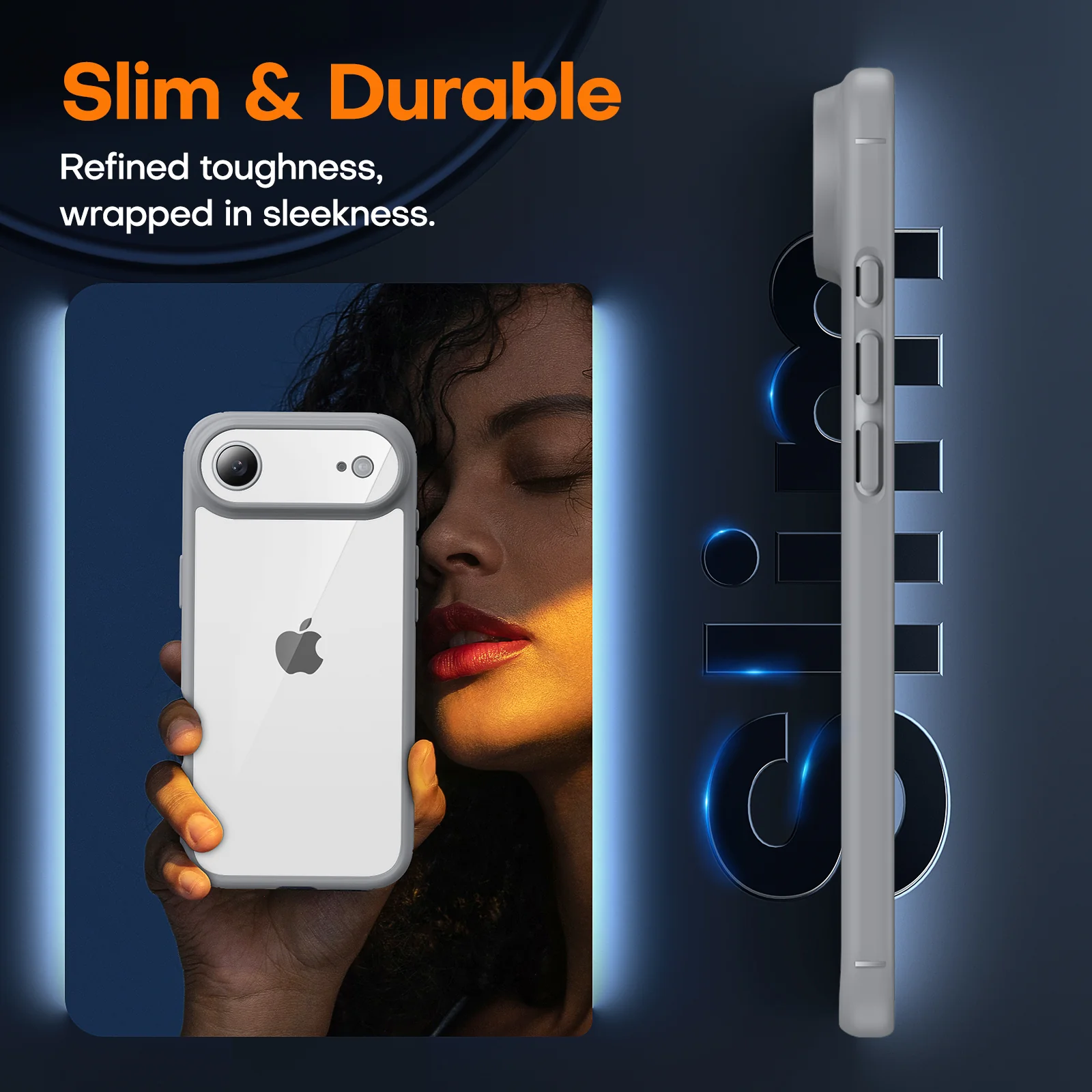 TAURI for Air 2025 Flip Case, Full Camera Protection with Screen Protector, Anti-Yellowing Military-Grade Protection Shockproof Slim Flip Case for Air 2025, Grey - Image 6