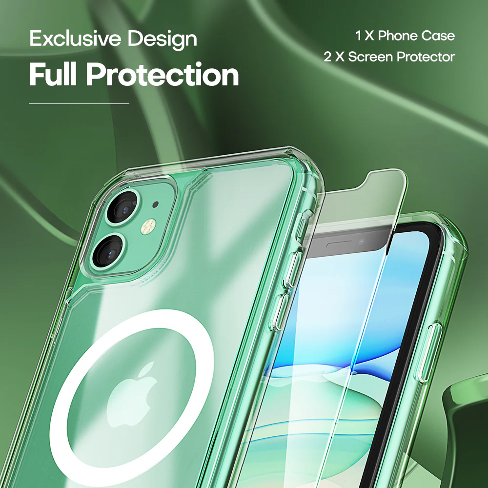 TAURI for iPhone 11 Phone Case Clear [Compatible with Magsafe], with 2X HD Screen Protector, [Military Grade Drop Protection] Shockproof Slim Case for iPhone 11 Case 6.1 inch - Image 3