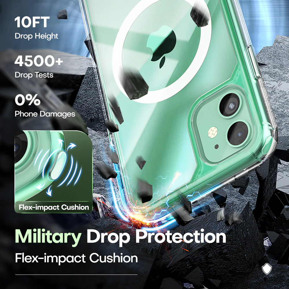 TAURI for iPhone 11 Phone Case Clear [Compatible with Magsafe], with 2X HD Screen Protector, [Military Grade Drop Protection] Shockproof Slim Case for iPhone 11 Case 6.1 inch - Image 4