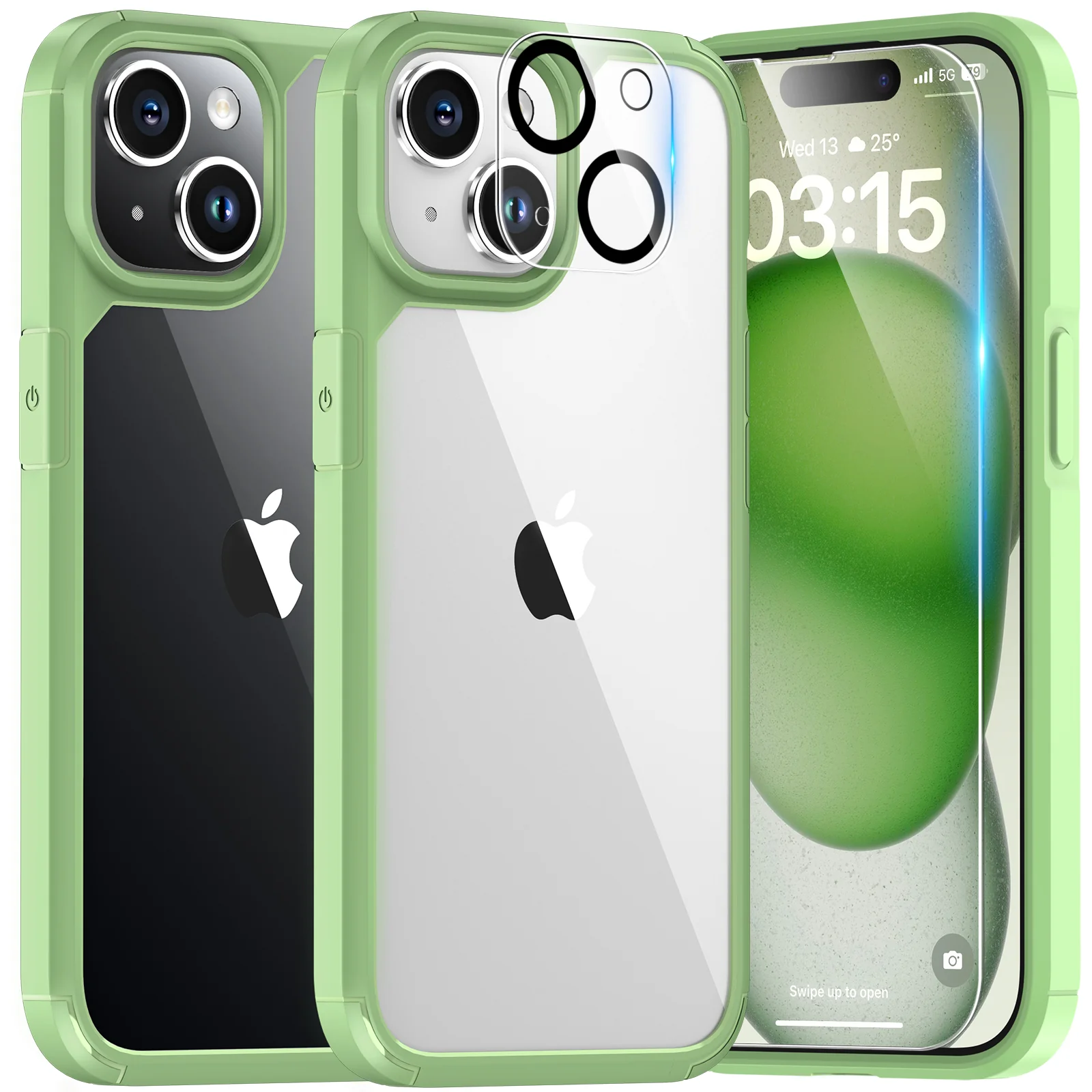 TAURI for iPhone 15 Case, [5 in 1] 1X Clear Case [Not-Yellowing] with 2X Screen Protector + 2X Camera Lens Protector, [Military Grade Drop Protection] Shockproof Slim Phone Case for iPhone 15, 6.1" - Image 10