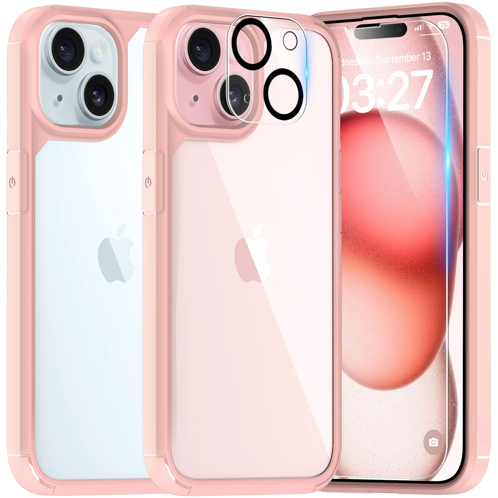 TAURI for iPhone 15 Case, [5 in 1] 1X Clear Case [Not-Yellowing] with 2X Screen Protector + 2X Camera Lens Protector, [Military Grade Drop Protection] Shockproof Slim Phone Case for iPhone 15, 6.1" - Image 11