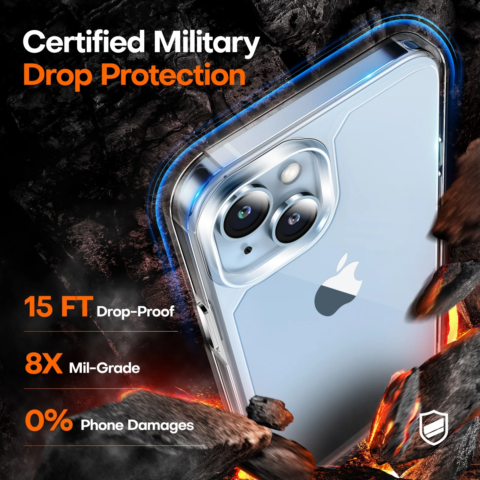 TAURI for iPhone 15 Case, [5 in 1] 1X Clear Case [Not-Yellowing] with 2X Screen Protector + 2X Camera Lens Protector, [Military Grade Drop Protection] Shockproof Slim Phone Case for iPhone 15, 6.1" - Image 4