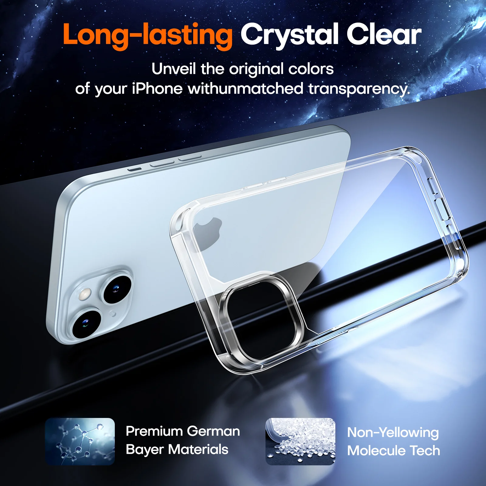 TAURI for iPhone 15 Case, [5 in 1] 1X Clear Case [Not-Yellowing] with 2X Screen Protector + 2X Camera Lens Protector, [Military Grade Drop Protection] Shockproof Slim Phone Case for iPhone 15, 6.1" - Image 5