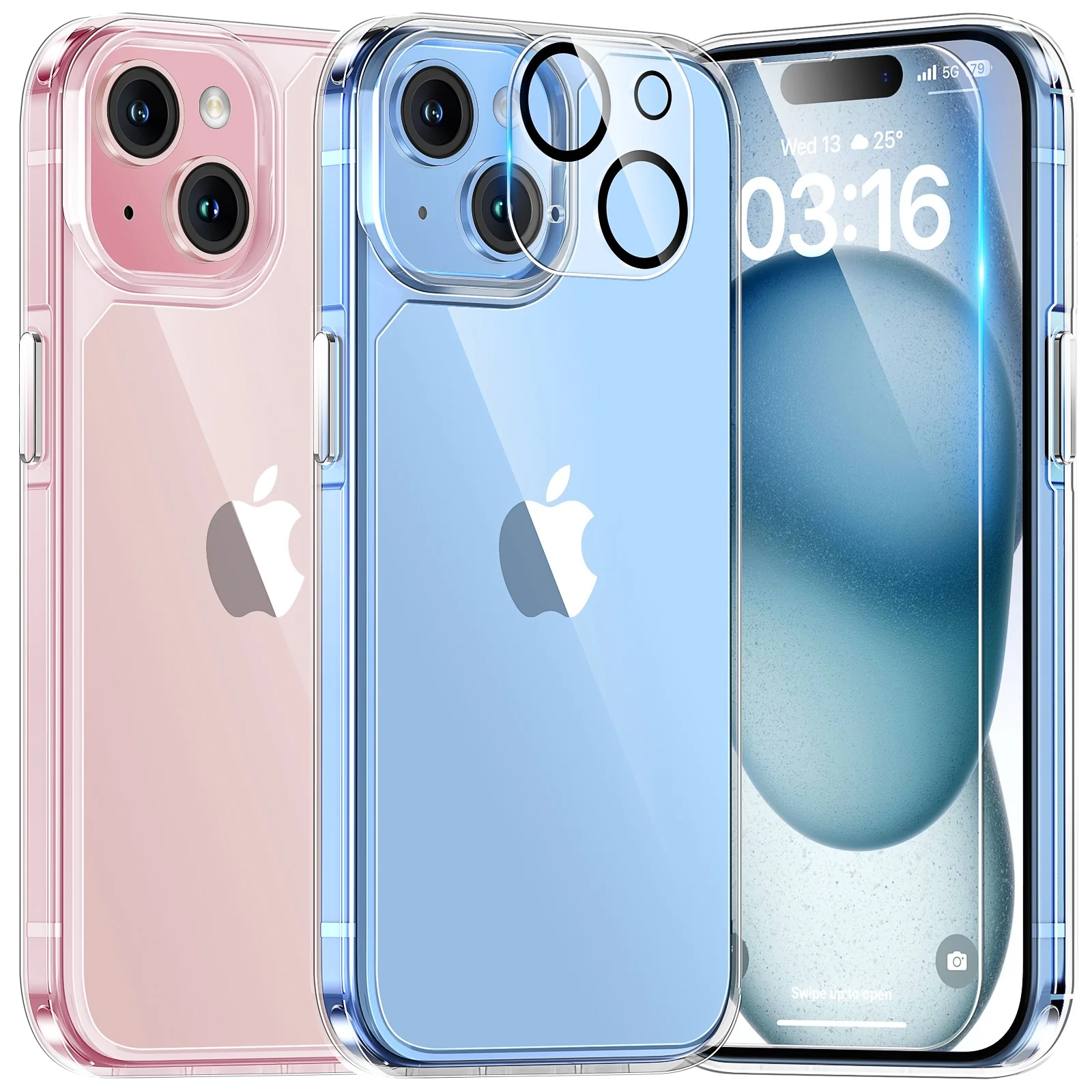 TAURI for iPhone 15 Case, [5 in 1] 1X Clear Case [Not-Yellowing] with 2X Screen Protector + 2X Camera Lens Protector, [Military Grade Drop Protection] Shockproof Slim Phone Case for iPhone 15, 6.1" - Image 7
