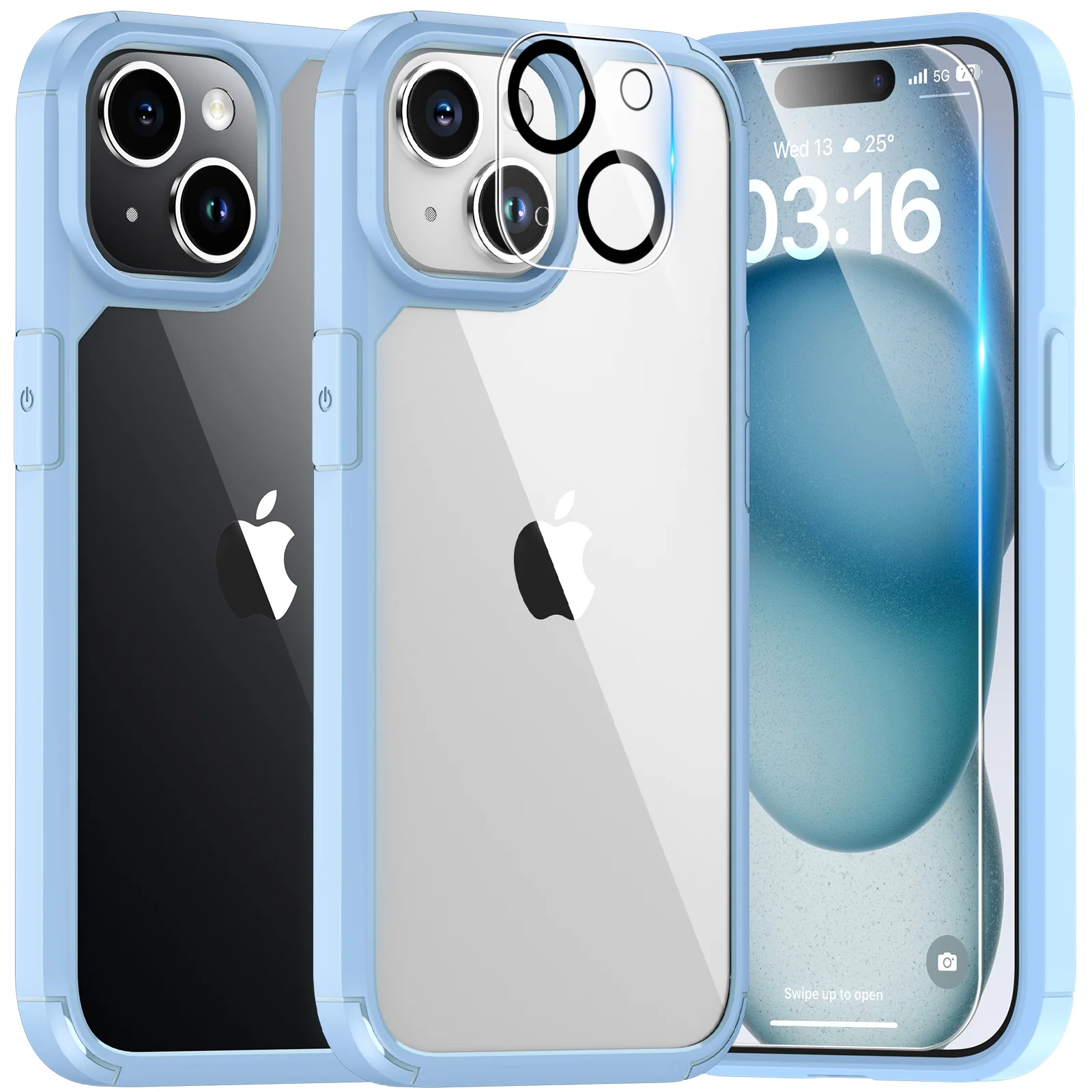 TAURI for iPhone 15 Case, [5 in 1] 1X Clear Case [Not-Yellowing] with 2X Screen Protector + 2X Camera Lens Protector, [Military Grade Drop Protection] Shockproof Slim Phone Case for iPhone 15, 6.1" - Image 9