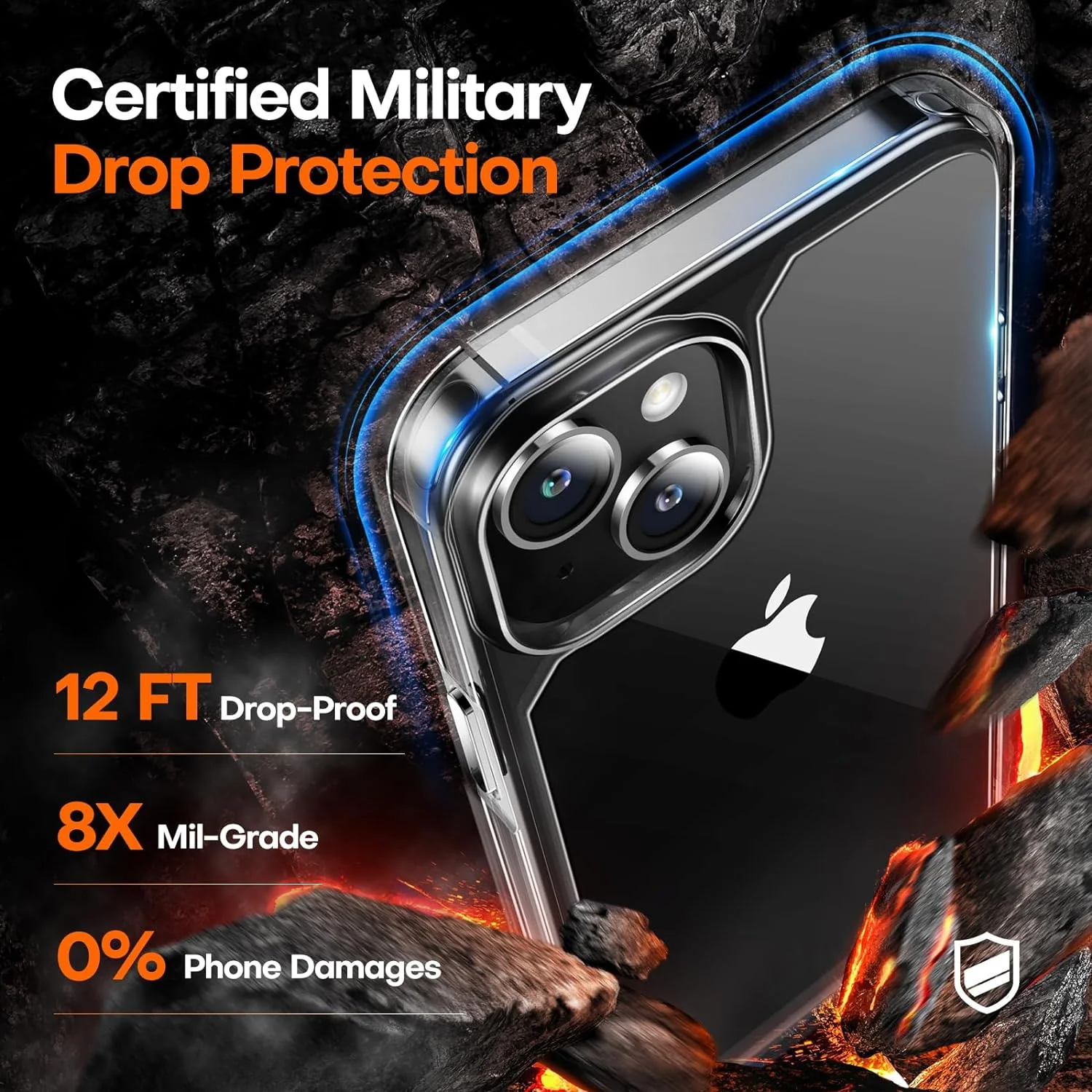 TAURI for iPhone 15 Plus Case, [5 in 1] 1X Clear Case [Not-Yellowing] with 2X Tempered Glass Screen Protector + 2X Camera Lens Protector, [Militarized Drop Defense] Slim Phone Case 6.7 inch, Clear - Image 4