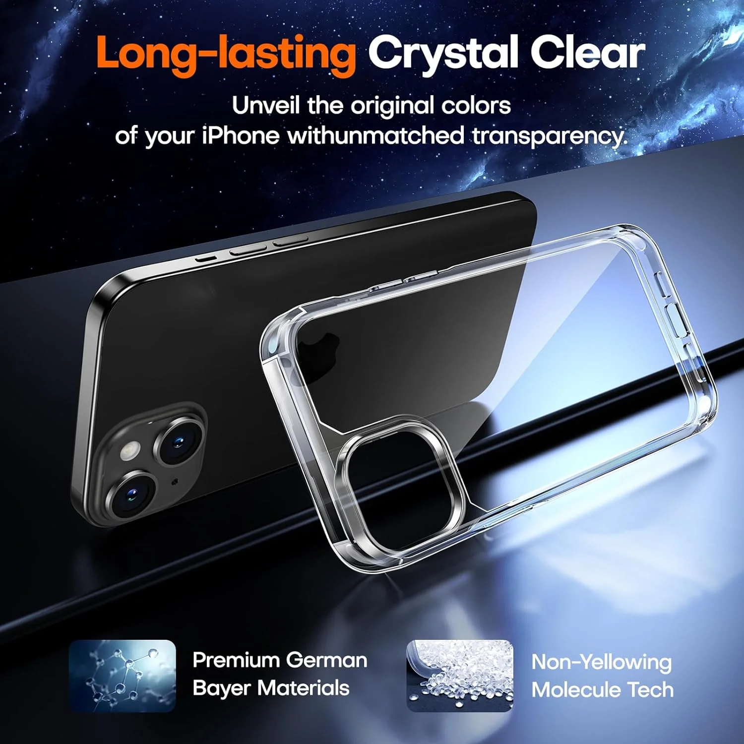 TAURI for iPhone 15 Plus Case, [5 in 1] 1X Clear Case [Not-Yellowing] with 2X Tempered Glass Screen Protector + 2X Camera Lens Protector, [Militarized Drop Defense] Slim Phone Case 6.7 inch, Clear - Image 5