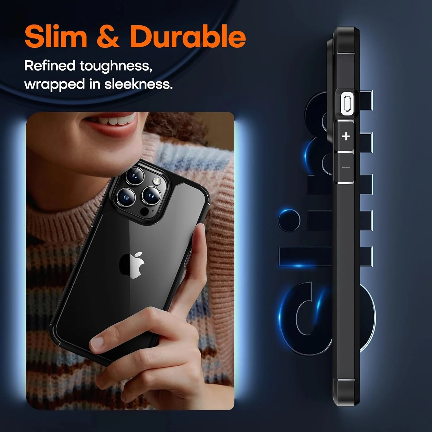 TAURI for iPhone 15 Pro Max Case, [5 in 1] 1X Clear Case [Not-Yellowing] with 2X Tempered Glass Screen Protector + 2X Camera Lens Protector, [Militarized Drop Defense] Slim Phone Case 6.7 inch, Black - Image 2