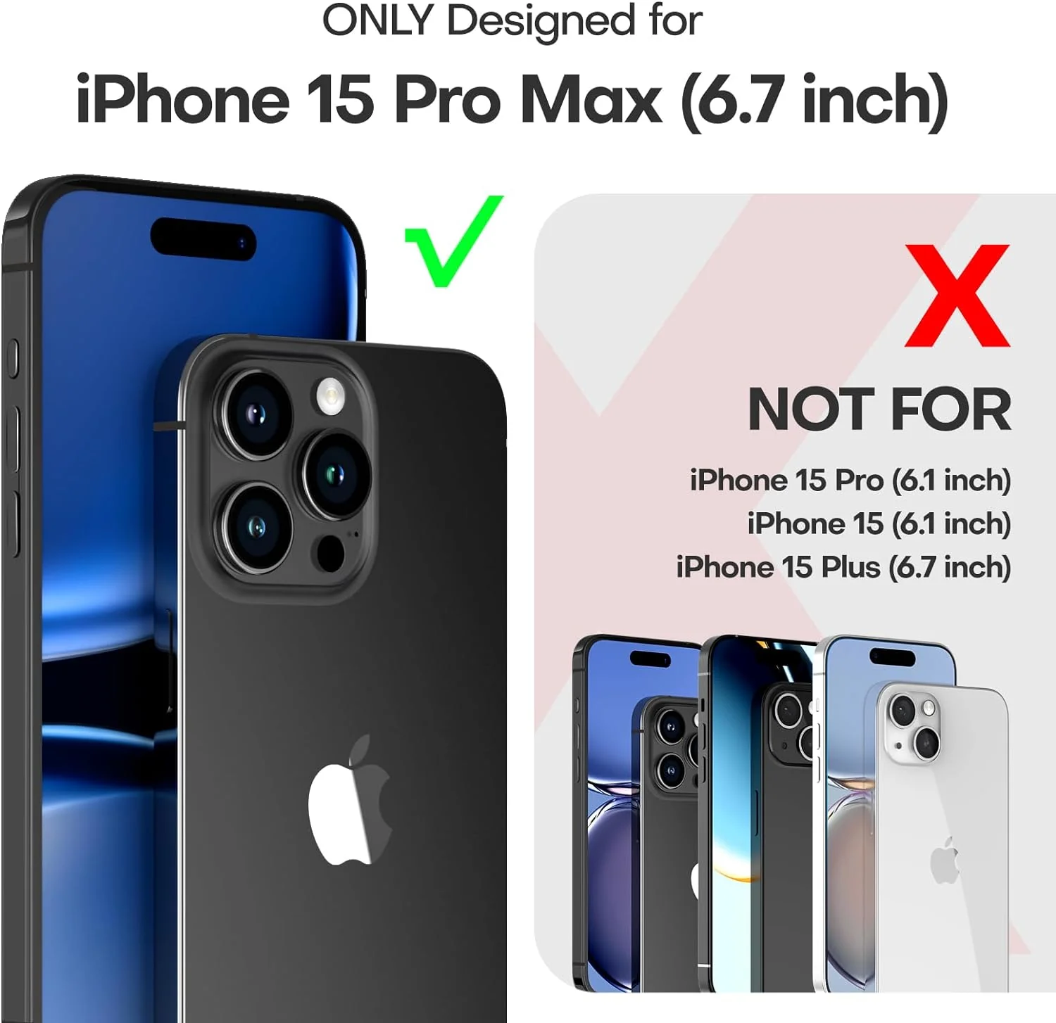 TAURI for iPhone 15 Pro Max Case, [5 in 1] 1X Clear Case [Not-Yellowing] with 2X Tempered Glass Screen Protector + 2X Camera Lens Protector, [Militarized Drop Defense] Slim Phone Case 6.7 inch, Gray - Image 2