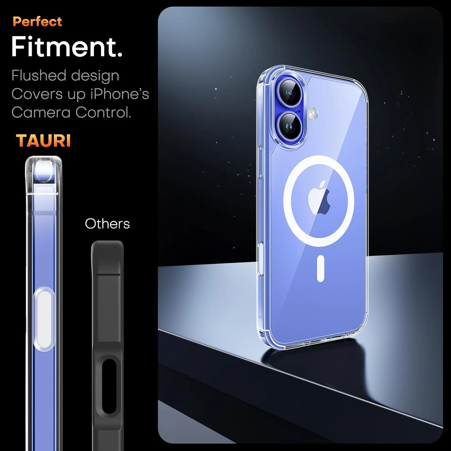 TAURI for iPhone 16 Case with Camera Control Button, Compatible with MagSafe [Anti-Yellowing], Military-Grade Protection, Slim Shockproof Magnetic Phone Case for iPhone 16 6.1", Clear - Image 3