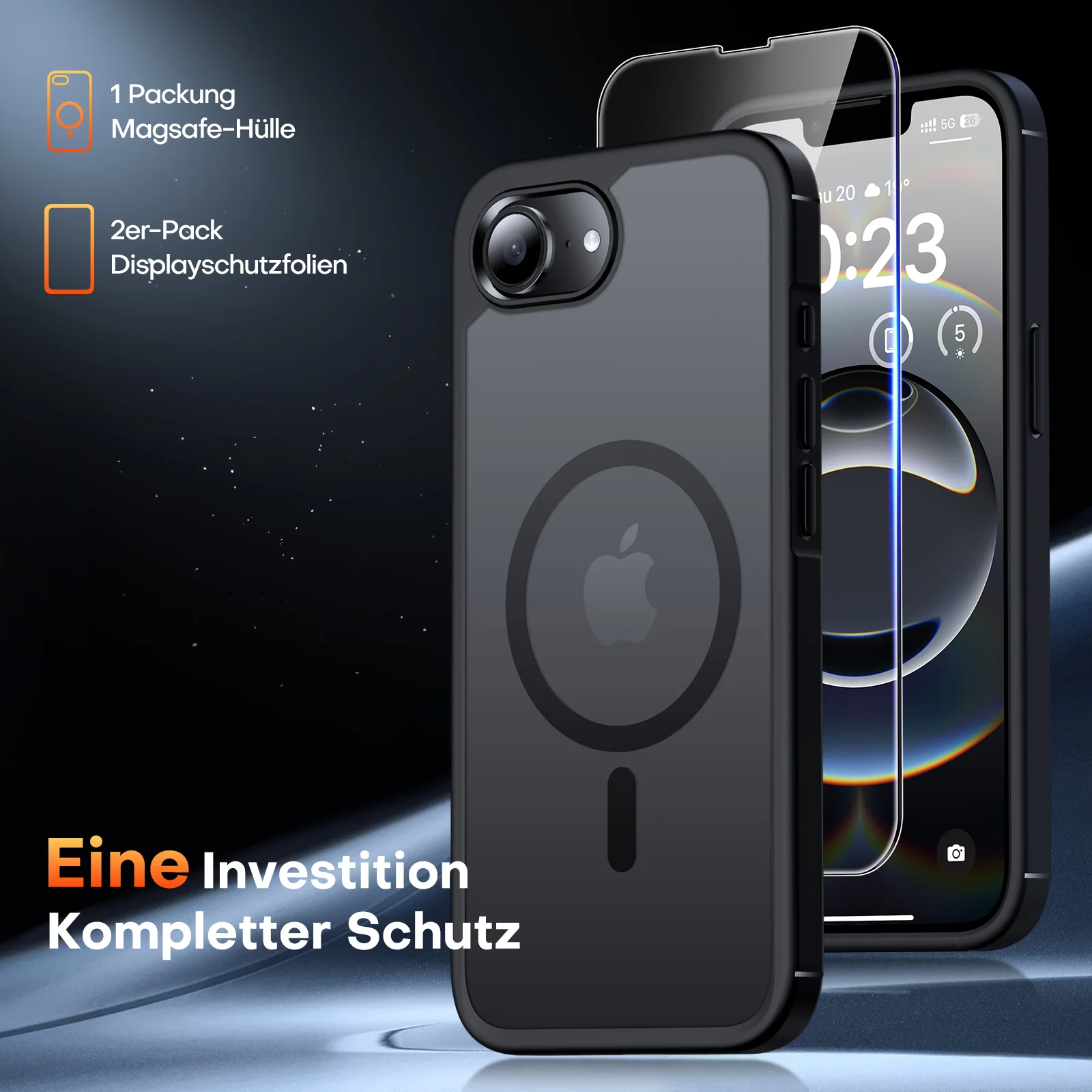 TAURI for iPhone 16e Case, [Compatible with MagSafe] with Screen Protectors, Shockproof Military-Grade Protection, Translucent Matte Magnetic Case for iPhone 16e, Matte Black - Image 3
