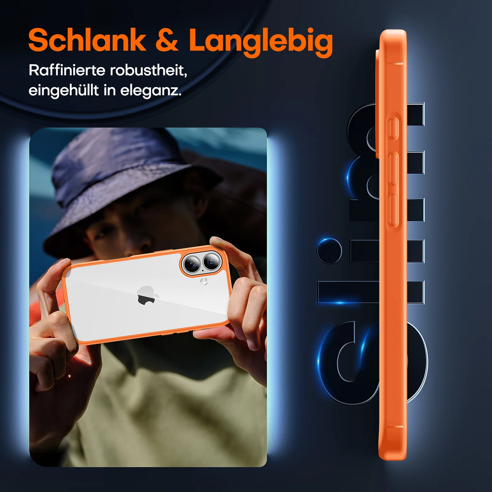TAURI for iPhone 17 Case, Anti-Yellowing with Screen Protector, Military-Grade Protection Shockproof Slim Phone Case for iPhone 17, Orange - Image 6