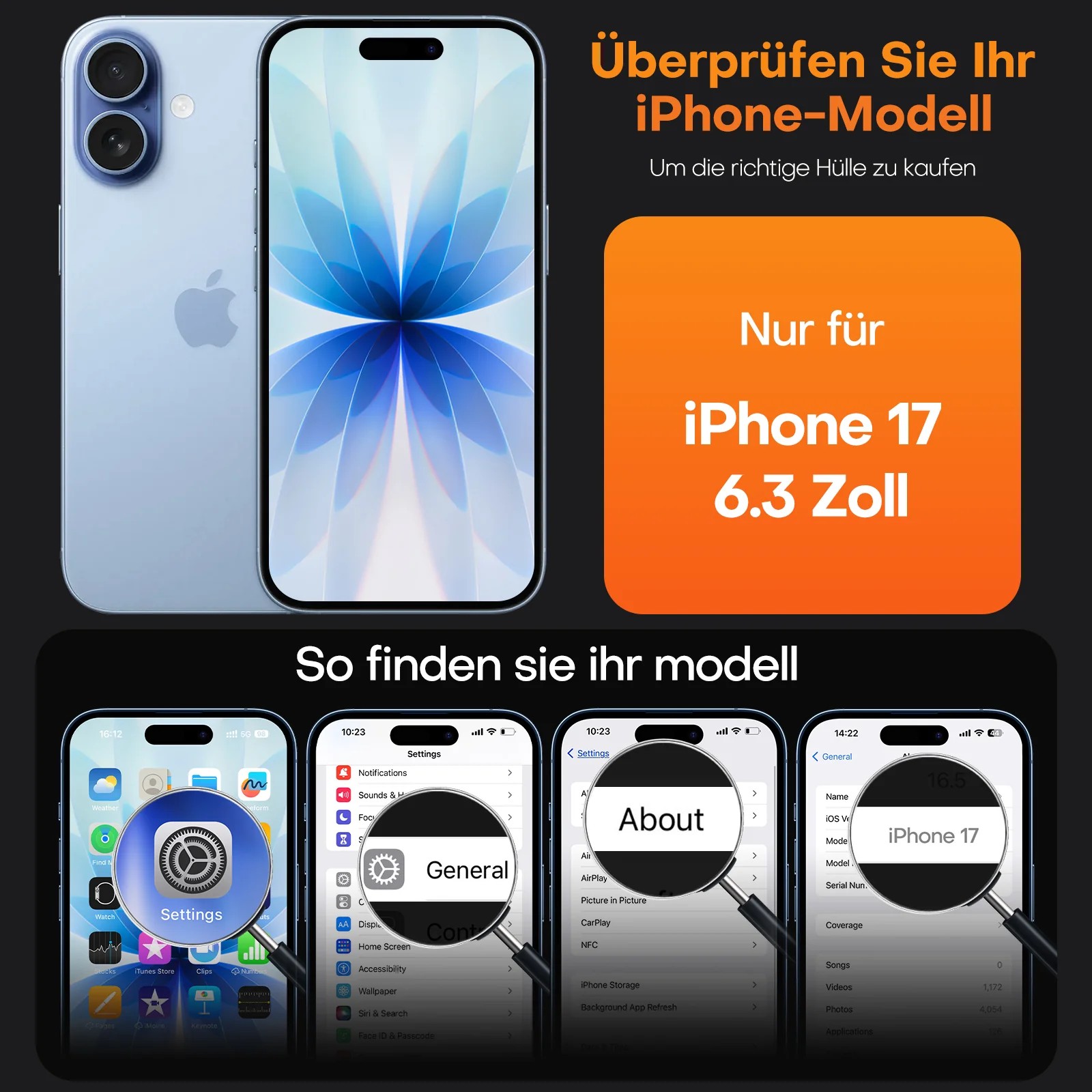 TAURI for iPhone 17 Case, Anti-Yellowing with Screen Protector, Military-Grade Protection Shockproof Slim Phone Case for iPhone 17, Star Blue - Image 2